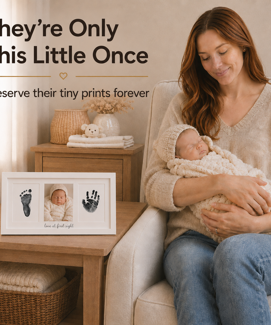 Mess-Free Baby Handprint & Footprint Kit – 4 Pack with Ink Pads & 250GSM Art Cards | Newborn Safe