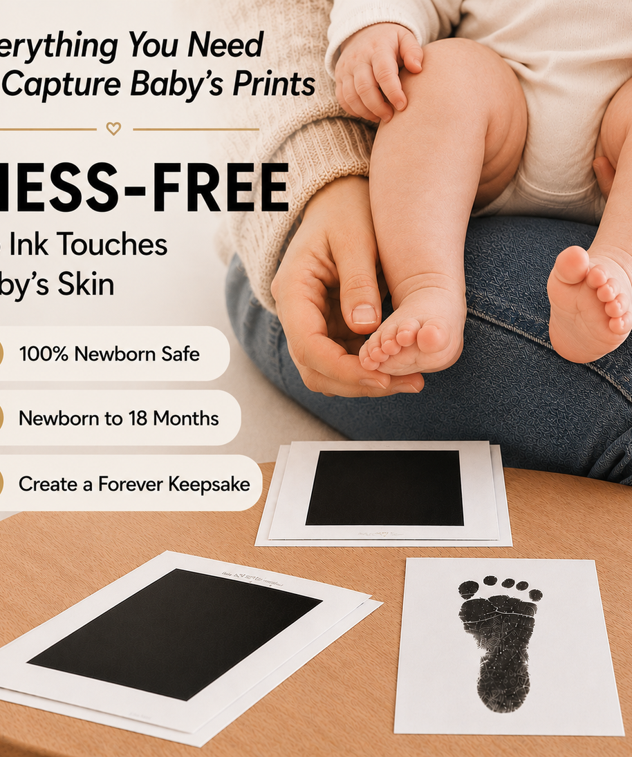 Mess-Free Baby Handprint & Footprint Kit – 4 Pack with Ink Pads & 250GSM Art Cards | Newborn Safe