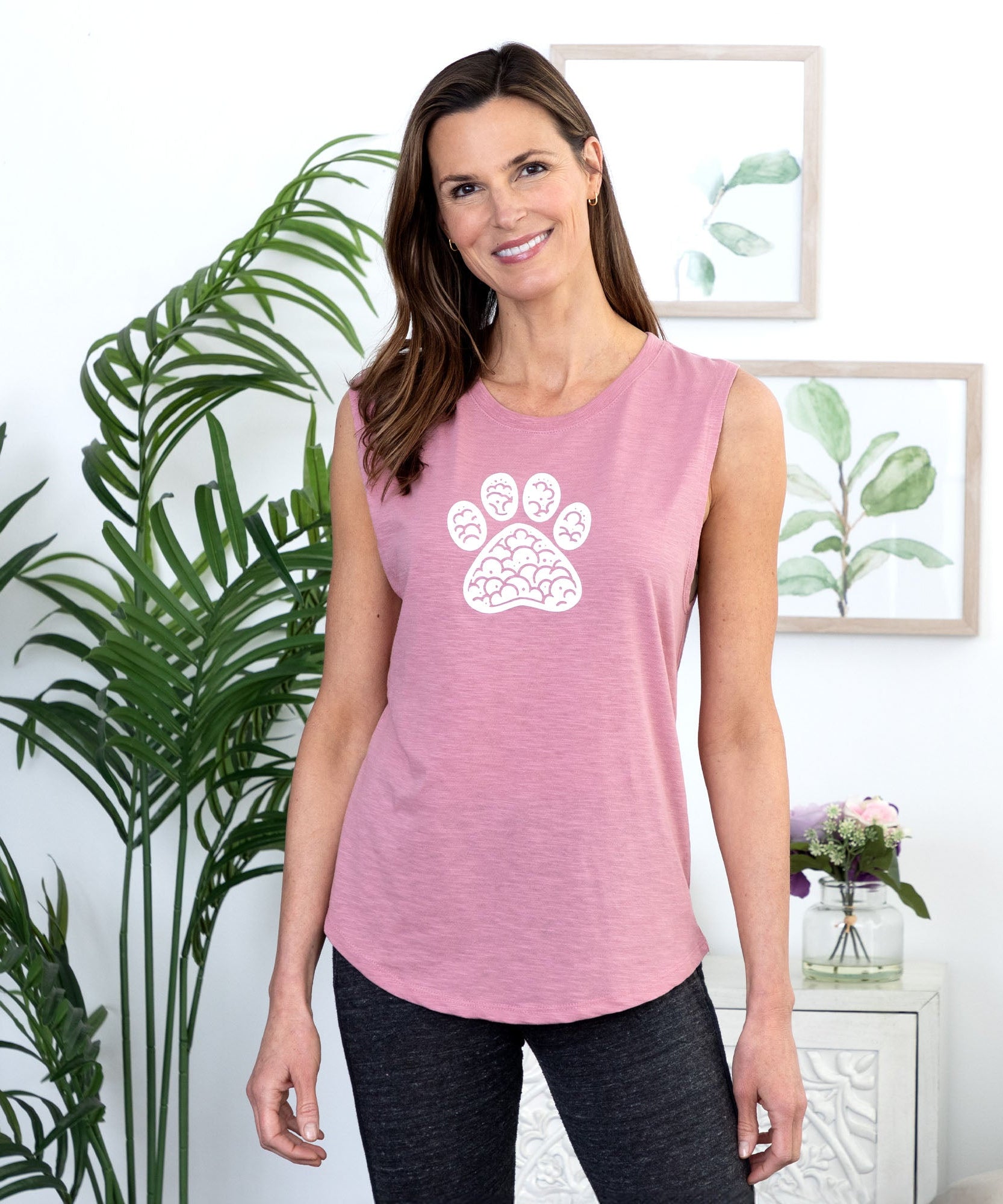 Paw Print Clouds Slub Tank Top