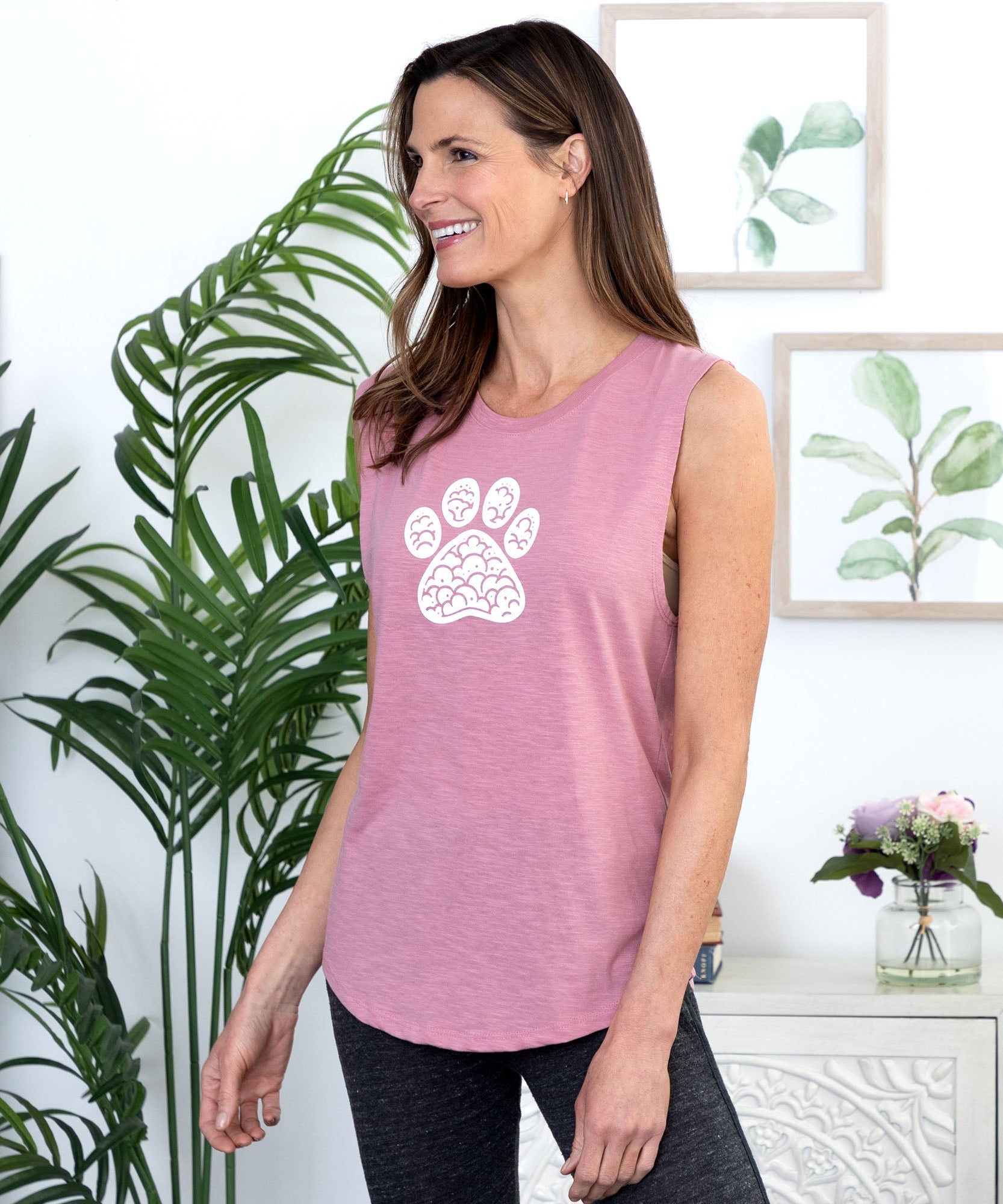 Paw Print Clouds Slub Tank Top