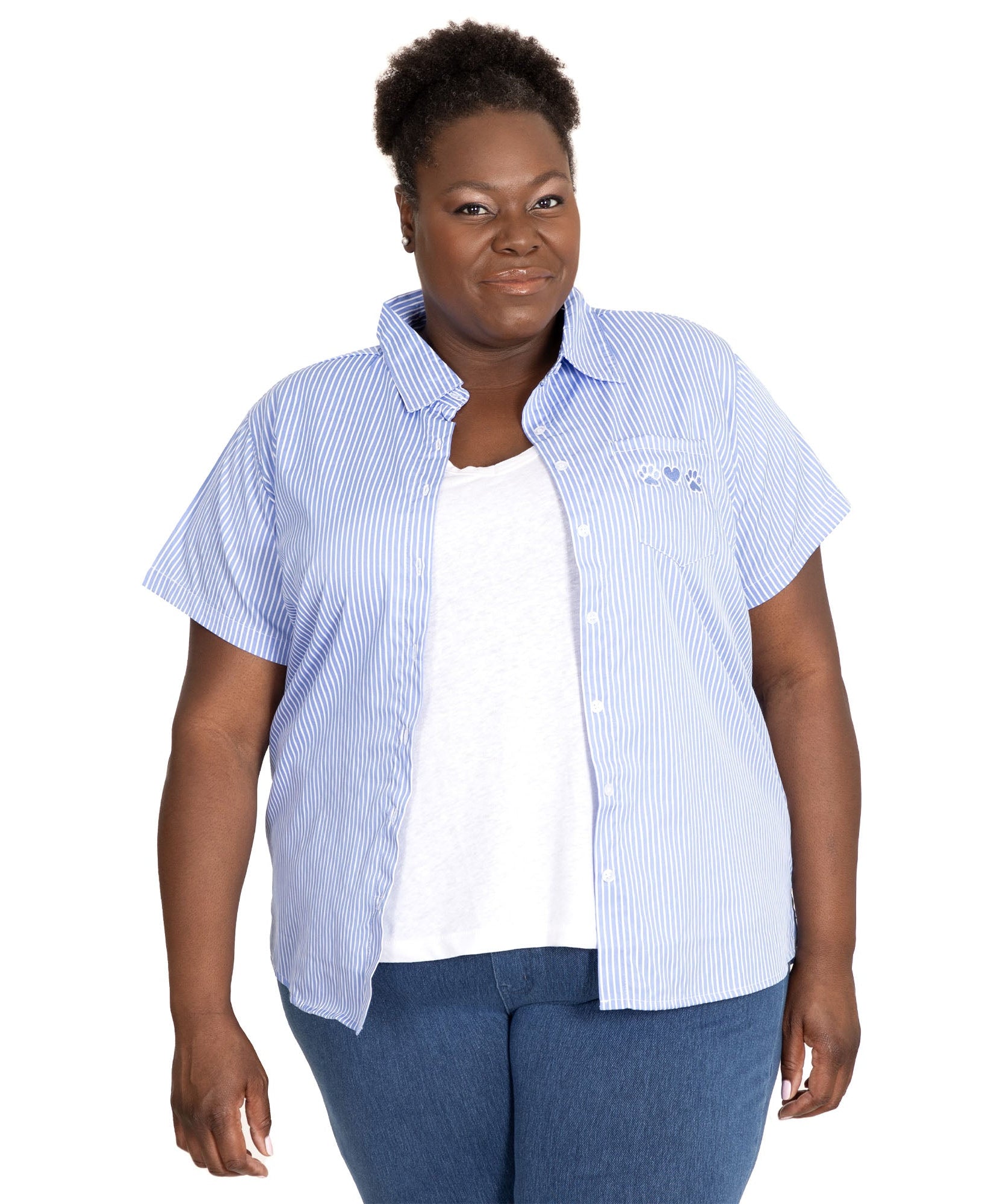 Pinstripe Pet Short Sleeve Button Up Shirt