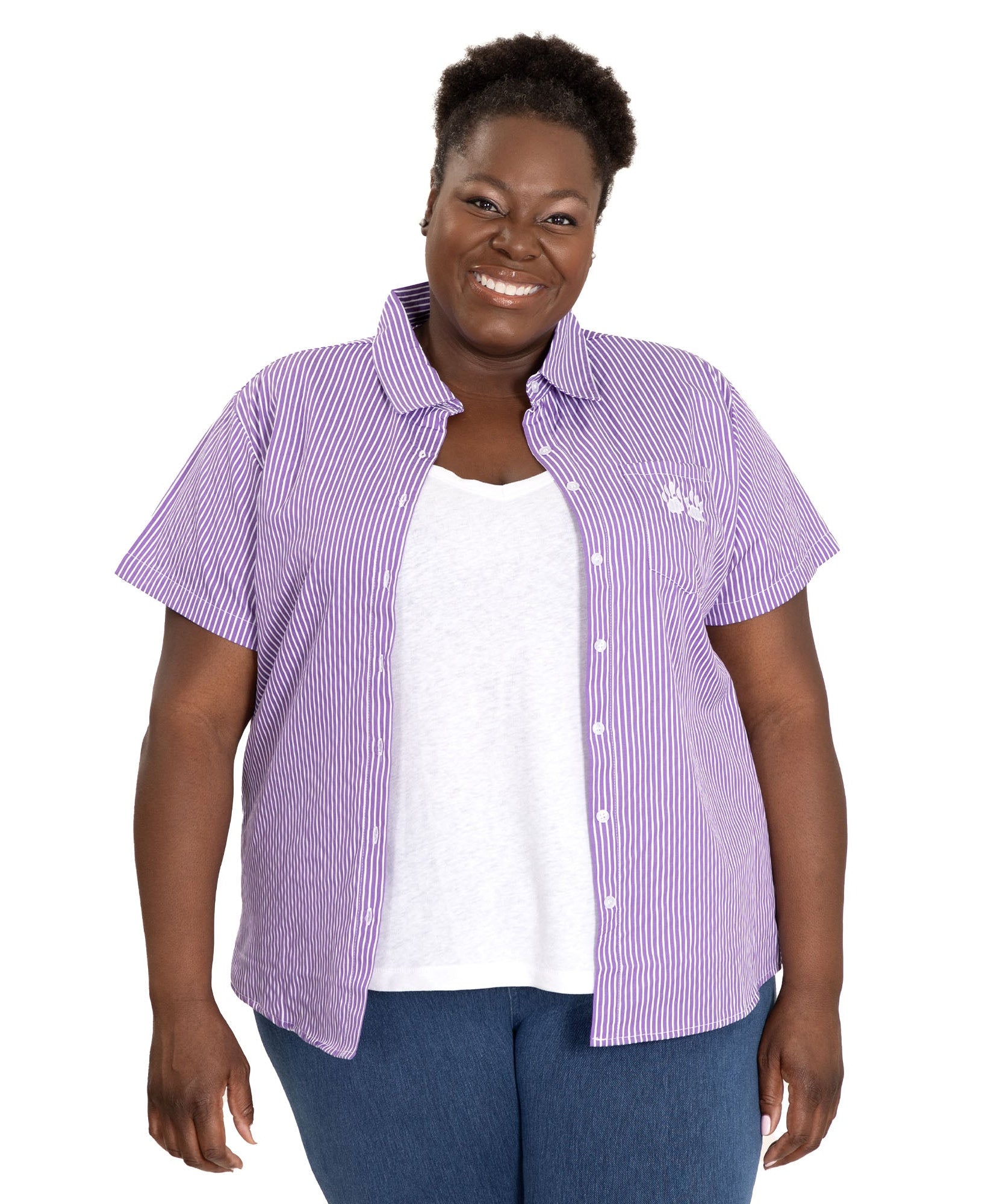 Pinstripe Pet Short Sleeve Button Up Shirt