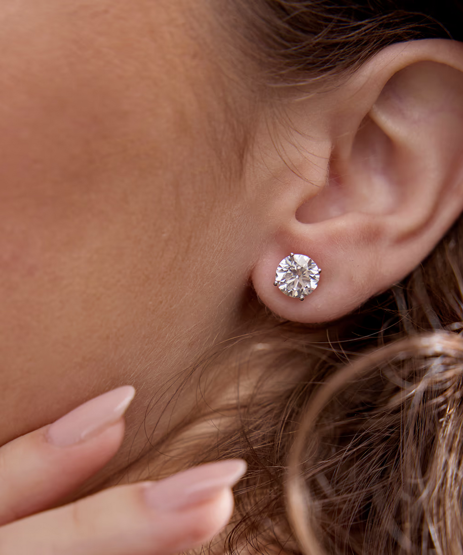 2.50 CTW AGI Certified Lab Grown Round Diamond Stud Earrings in 14K White or Yellow Gold (G/VS)