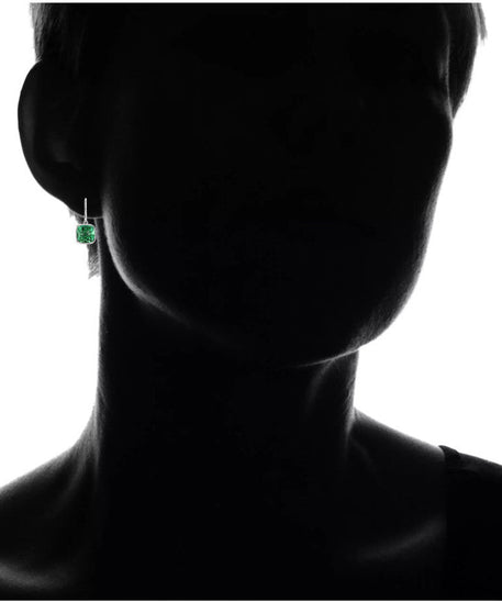 4.50CTW Lab Grown Cushion Cut Emerald Drop Earrings in 925 Sterling Silver - 8mm Square Gems