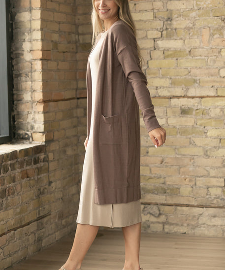 Essential Toffee Long + Soft Cardigan