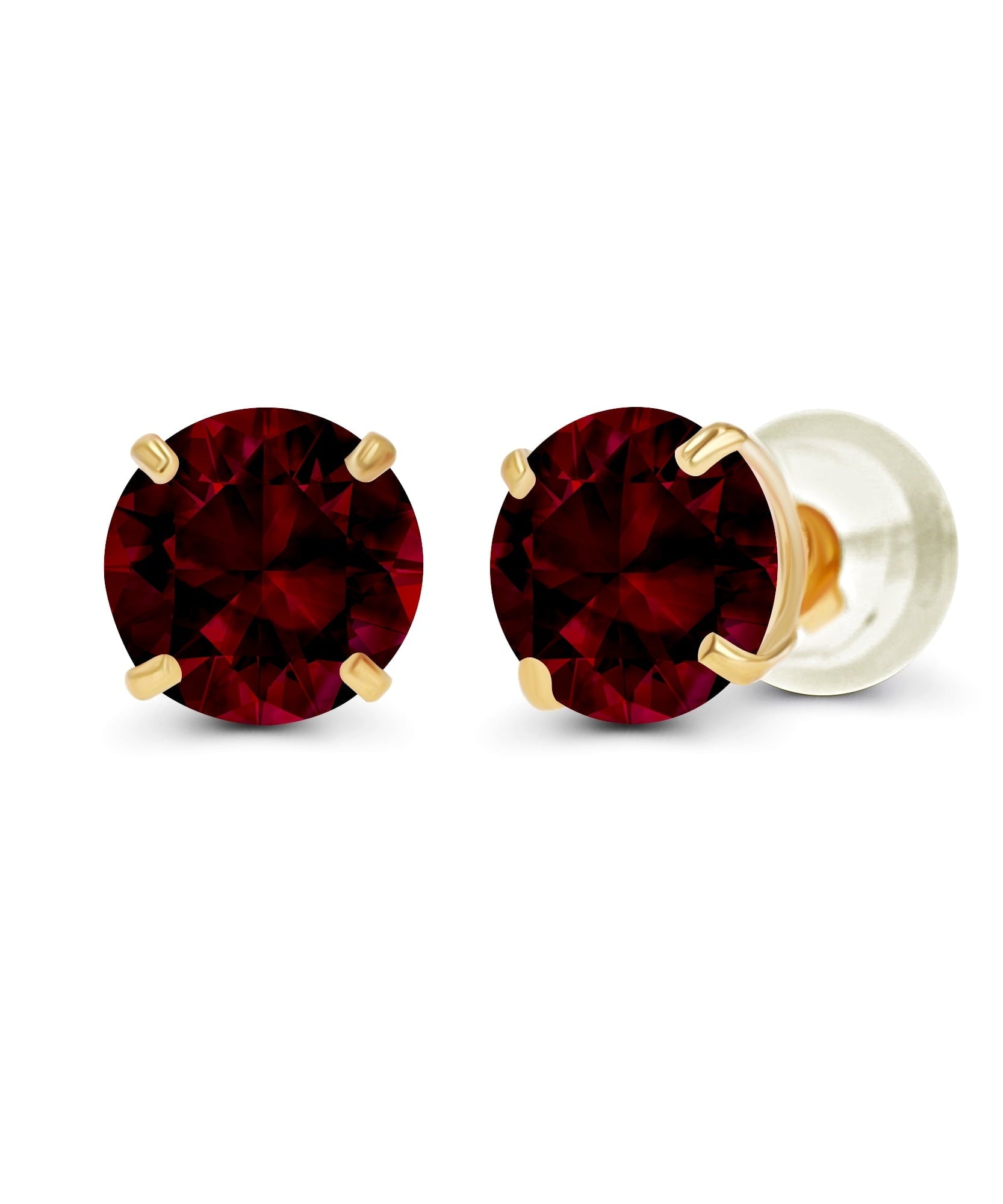 2.00 CTW Natural Red Garnet Stud Earrings in 14K Yellow Gold - Handcrafted USA