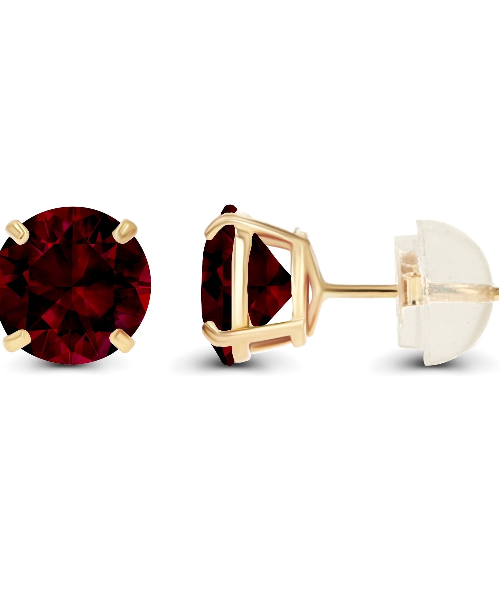 2.00 CTW Natural Red Garnet Stud Earrings in 14K Yellow Gold - Handcrafted USA