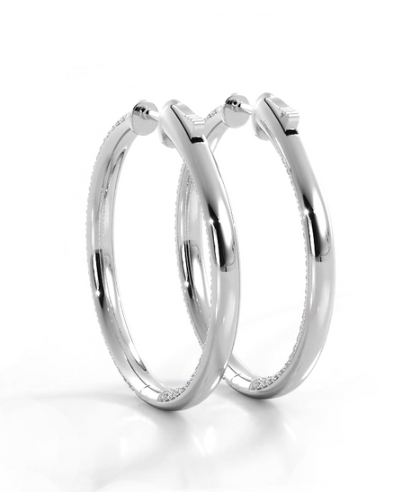 2.5 CTW Lab-Created Moissanite Triple Row Hoop Earrings in 14K Gold Over Sterling with Vault Lock Clasp