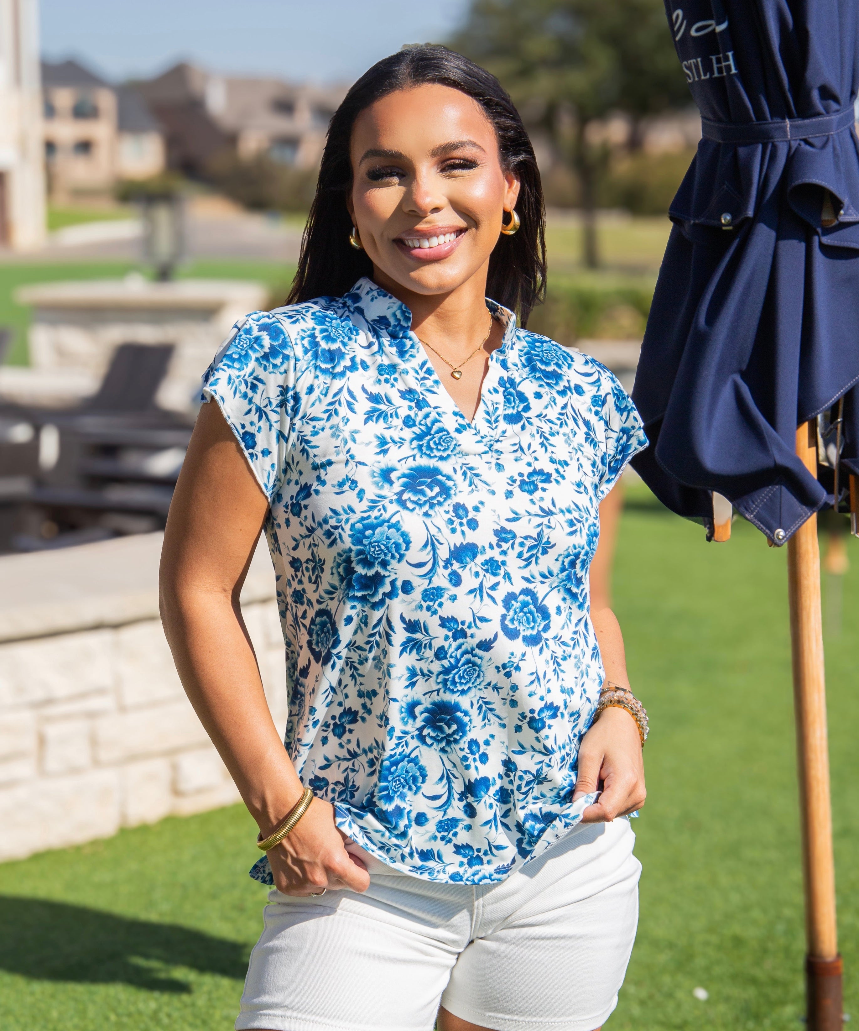 The Nicole V-Neck Top, Floral