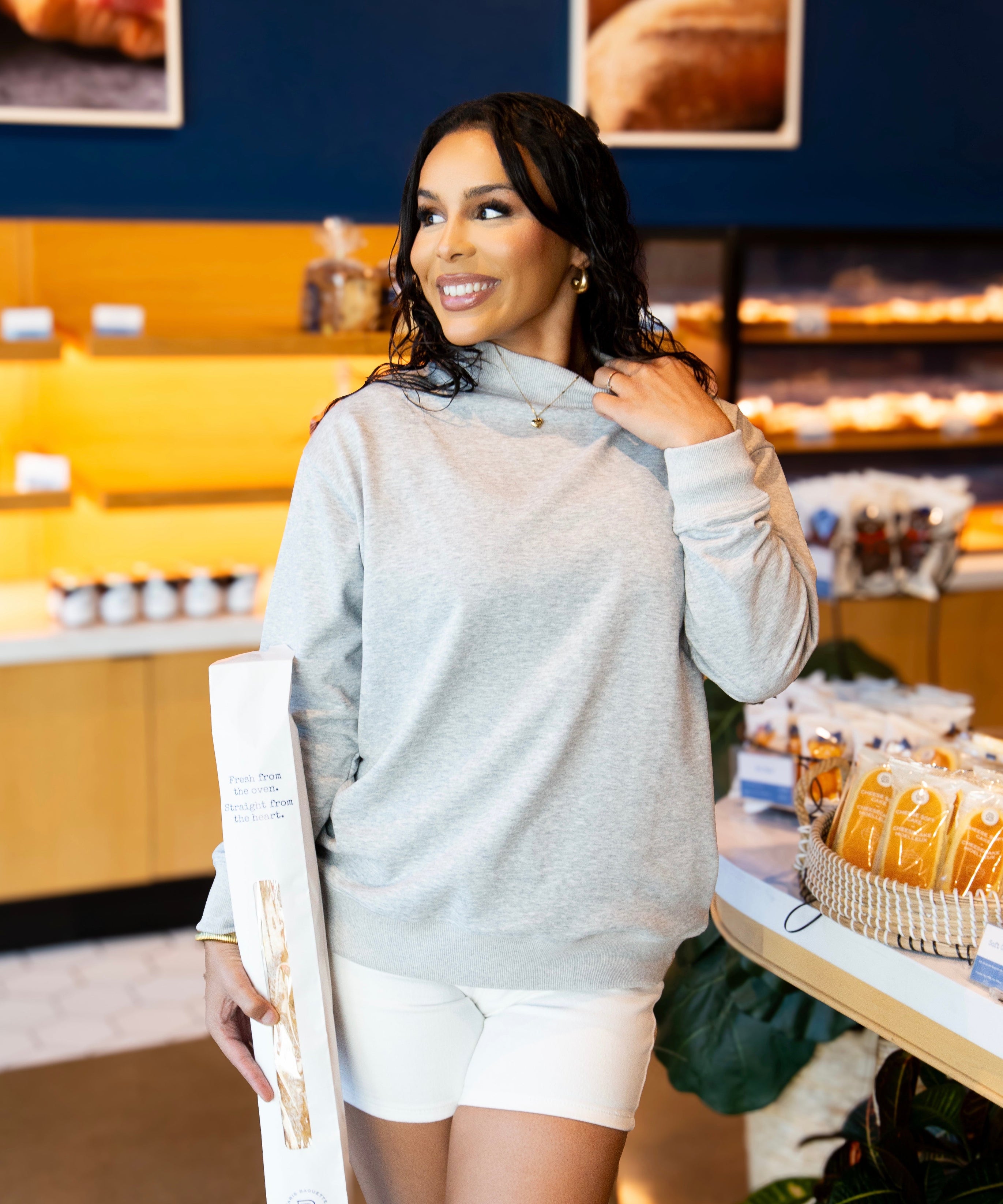Mock Neck Sweatshirt, Grey