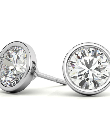 4.00 CTW Lab Grown Diamond Bezel Martini Stud Earrings in 14K White or Yellow Gold