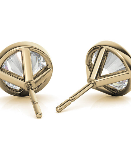 4.00 CTW Lab Grown Diamond Bezel Martini Stud Earrings in 14K White or Yellow Gold