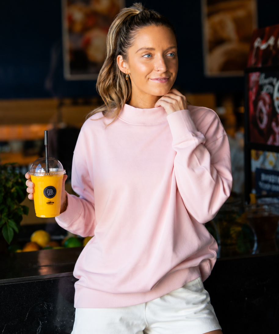 Mock Neck Sweatshirt, Light Pink