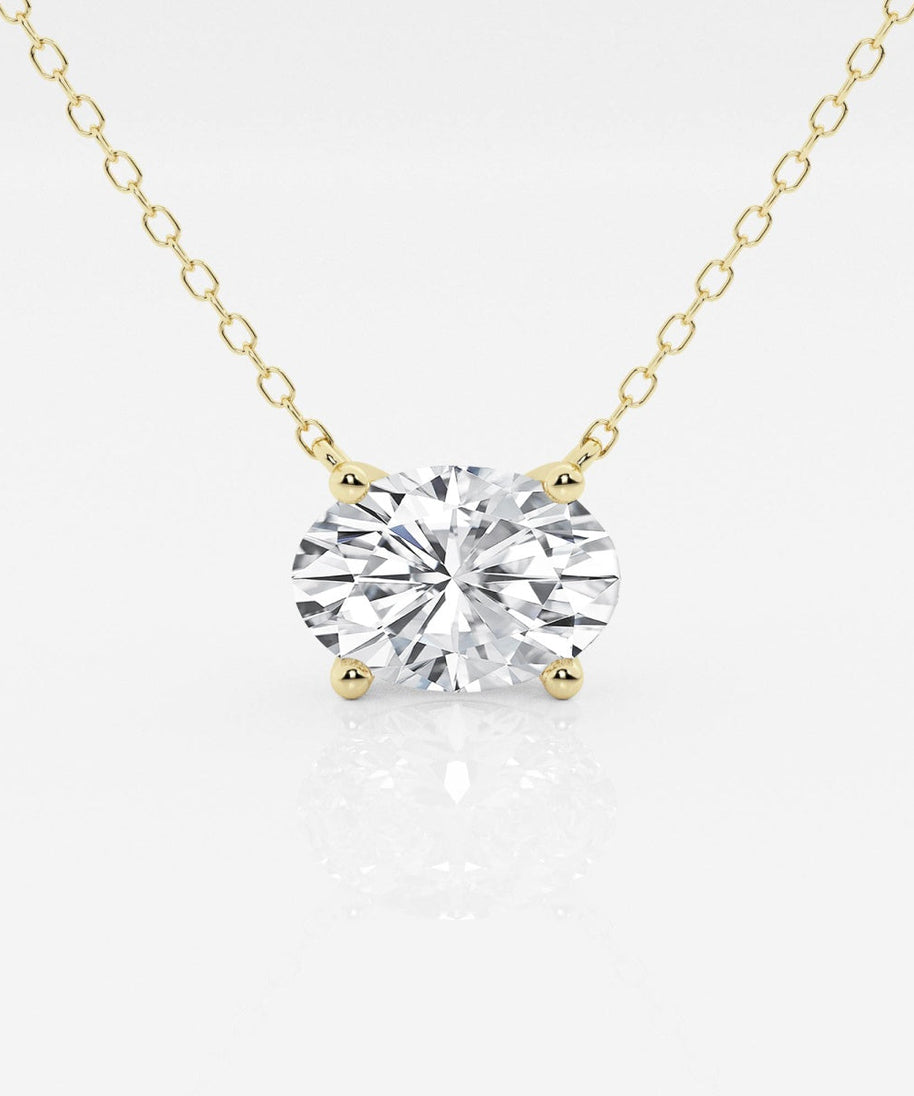 2.00 CTW AGI Certified Oval Lab Grown Diamond Solitaire Pendant - Choice of 14k Yellow or White Gold