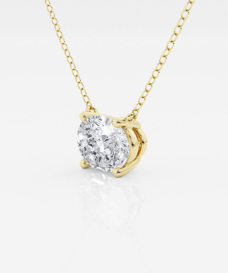 2.00 CTW AGI Certified Oval Lab Grown Diamond Solitaire Pendant - Choice of 14k Yellow or White Gold
