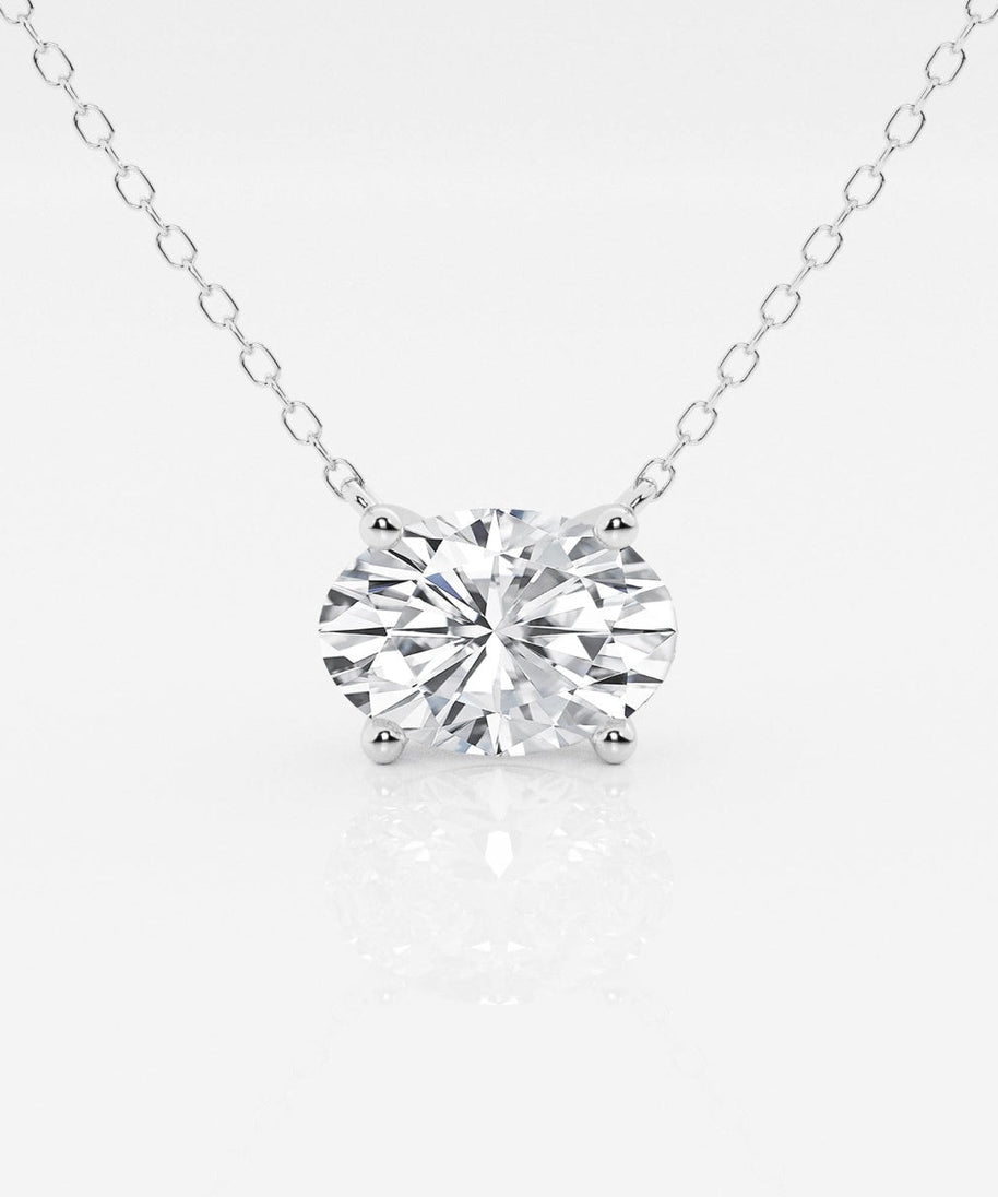 2.00 CTW AGI Certified Oval Lab Grown Diamond Solitaire Pendant - Choice of 14k Yellow or White Gold