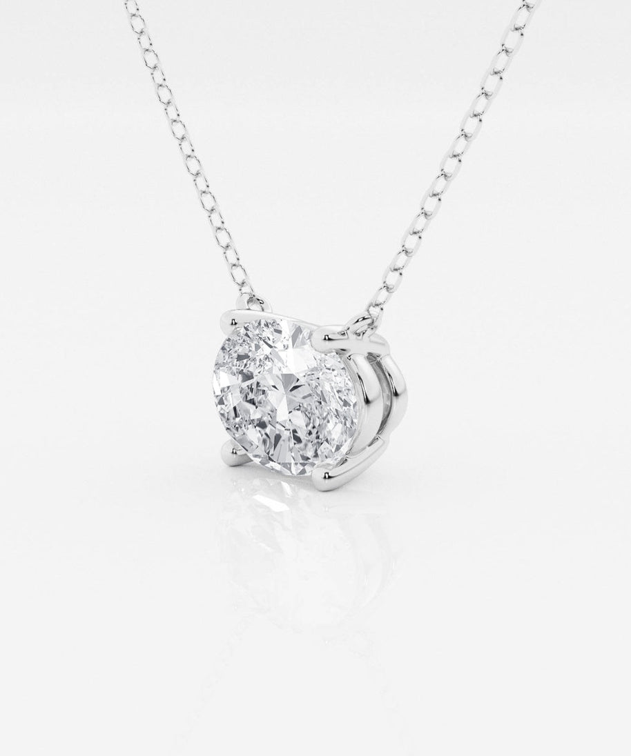 2.00 CTW AGI Certified Oval Lab Grown Diamond Solitaire Pendant - Choice of 14k Yellow or White Gold