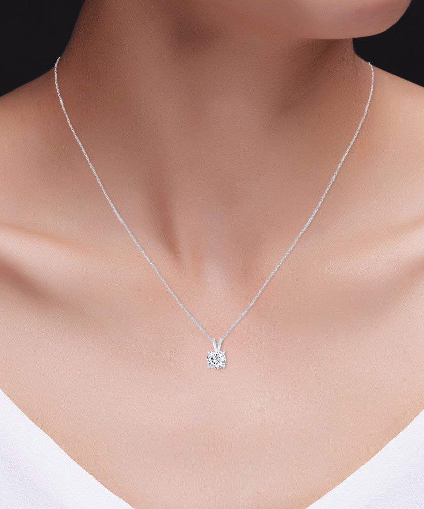 1.00 CTW Lab-Grown Round Diamond Solitaire Pendant in Solid 14K Gold – F Color, VS Clarity, AGI Certified