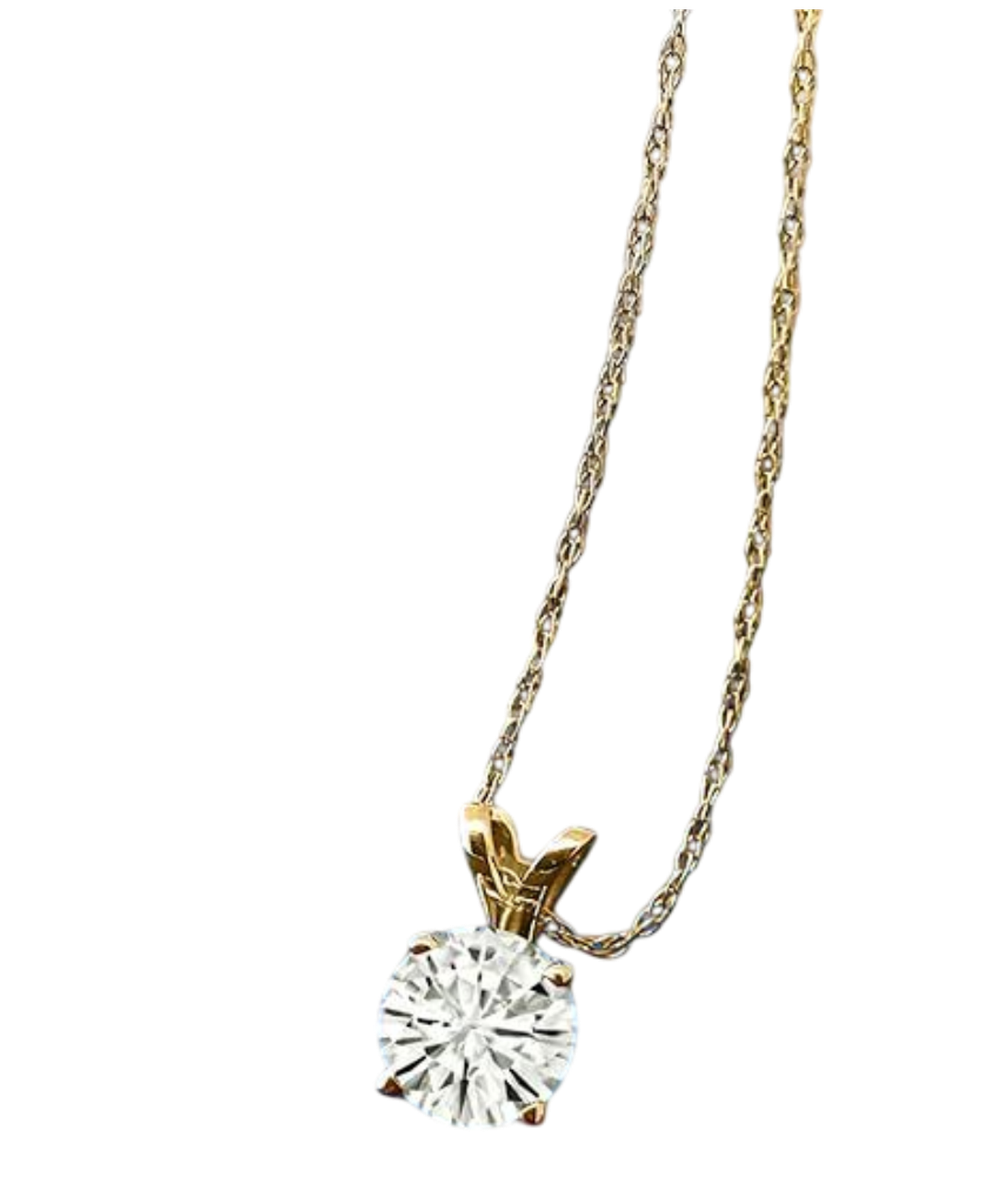 1.00 CTW Lab-Grown Round Diamond Solitaire Pendant in Solid 14K Gold – F Color, VS Clarity, AGI Certified