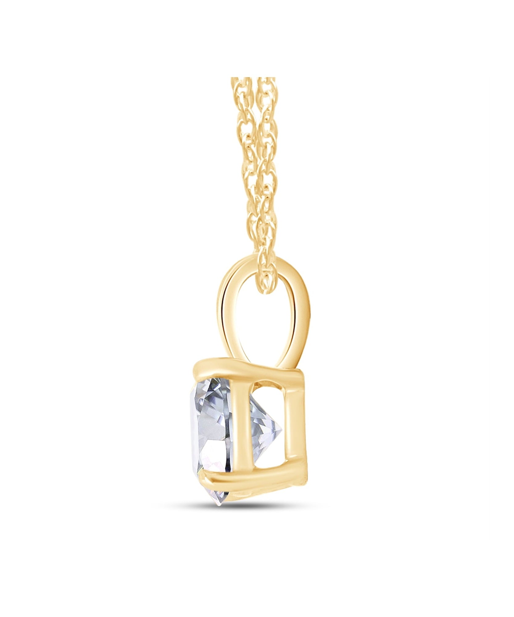 2.00 CTW Created Moissanite Solitaire Pendant Necklace with 18" Chain - Choice of 14k White or Yellow Gold