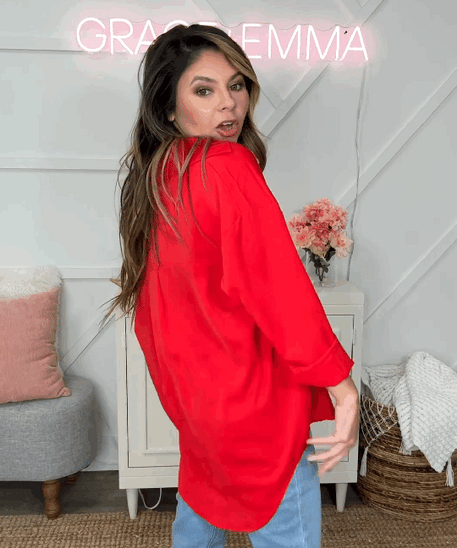 Kathryn Classic Button-Up, Dark Red