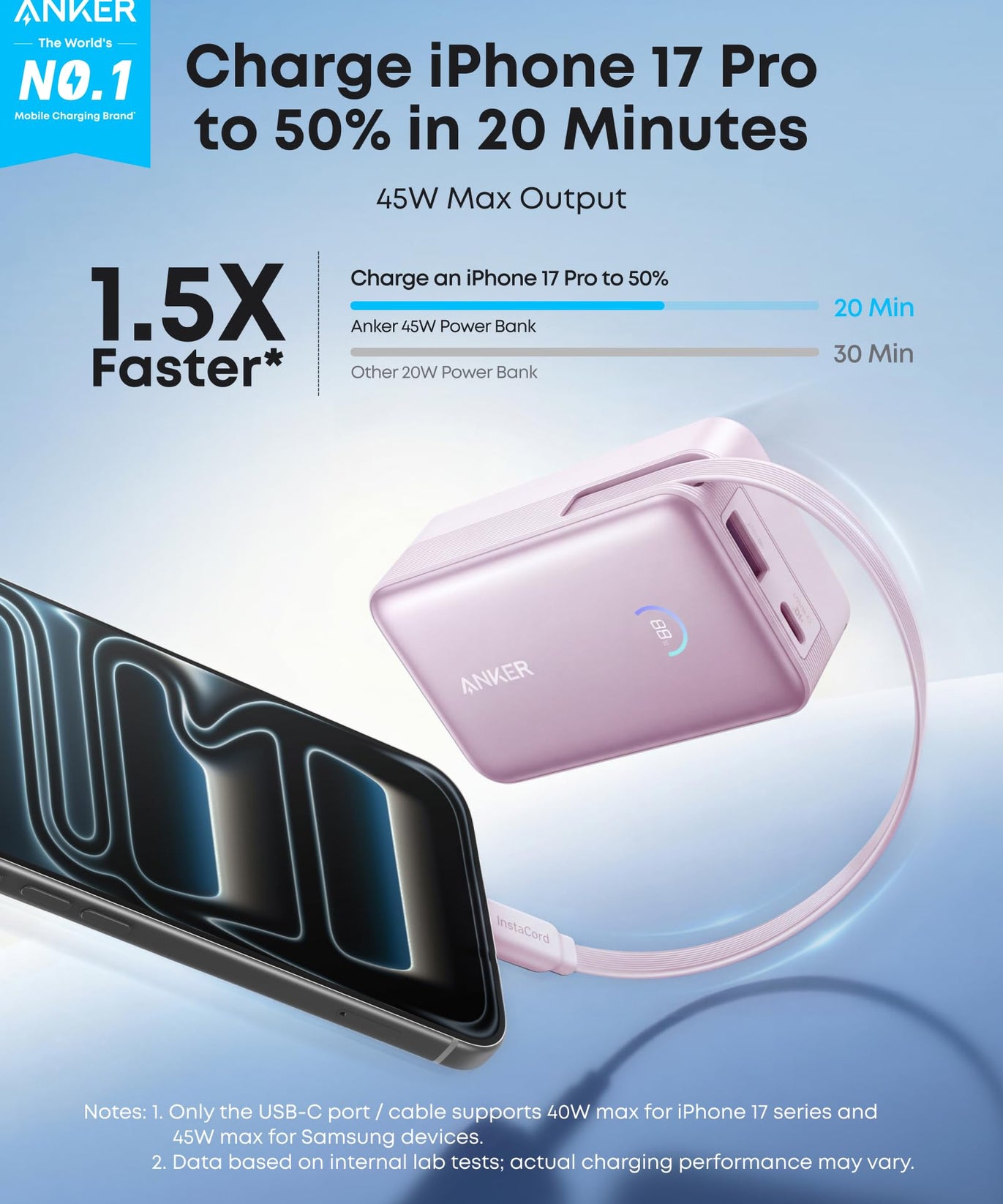 Anker Nano Power Bank (10K, 45W, Built-In Retractable USB-C Cable)
