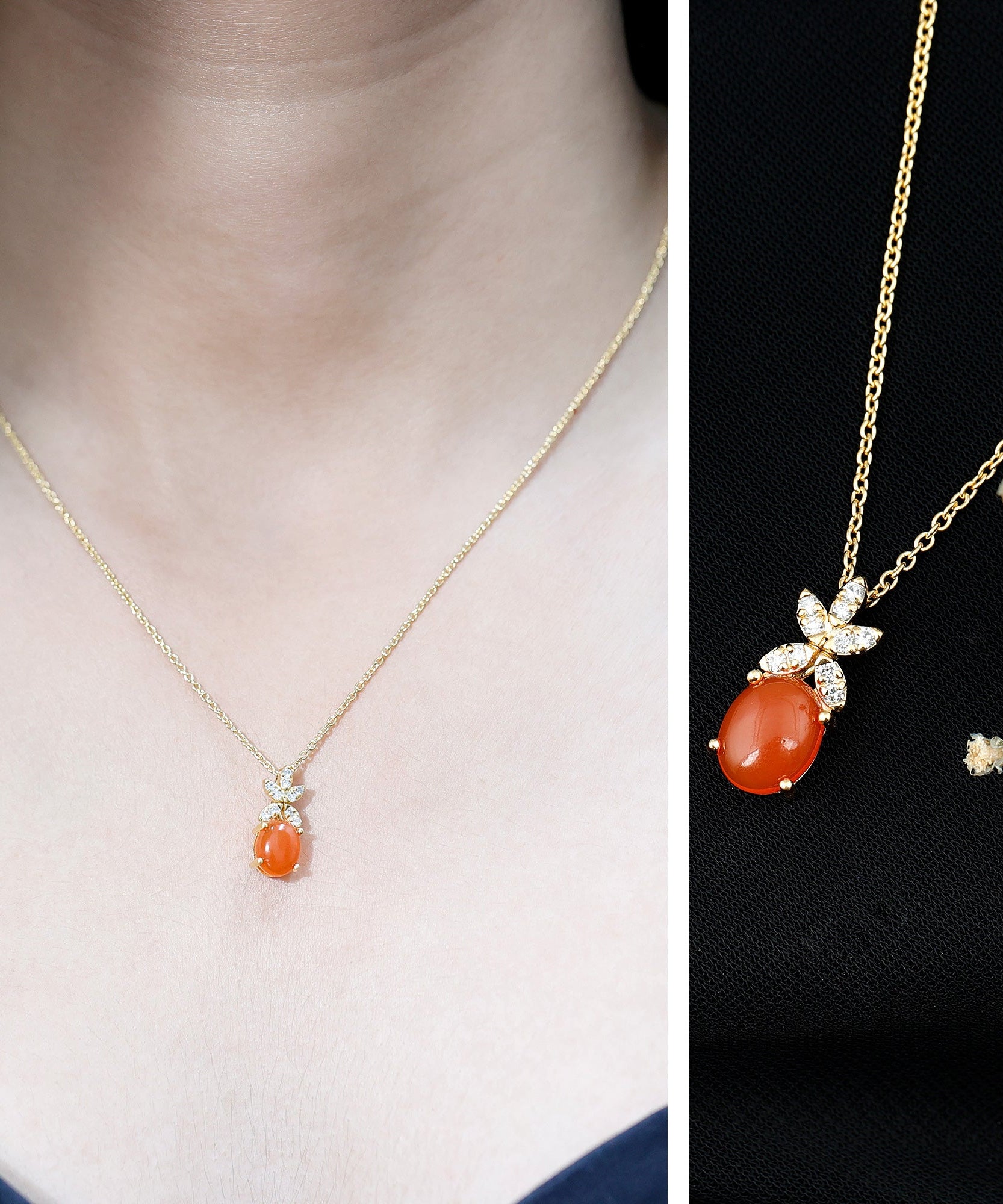 Certified 2.2 Carat Fire Opal Pendant Necklace with Diamond Flower