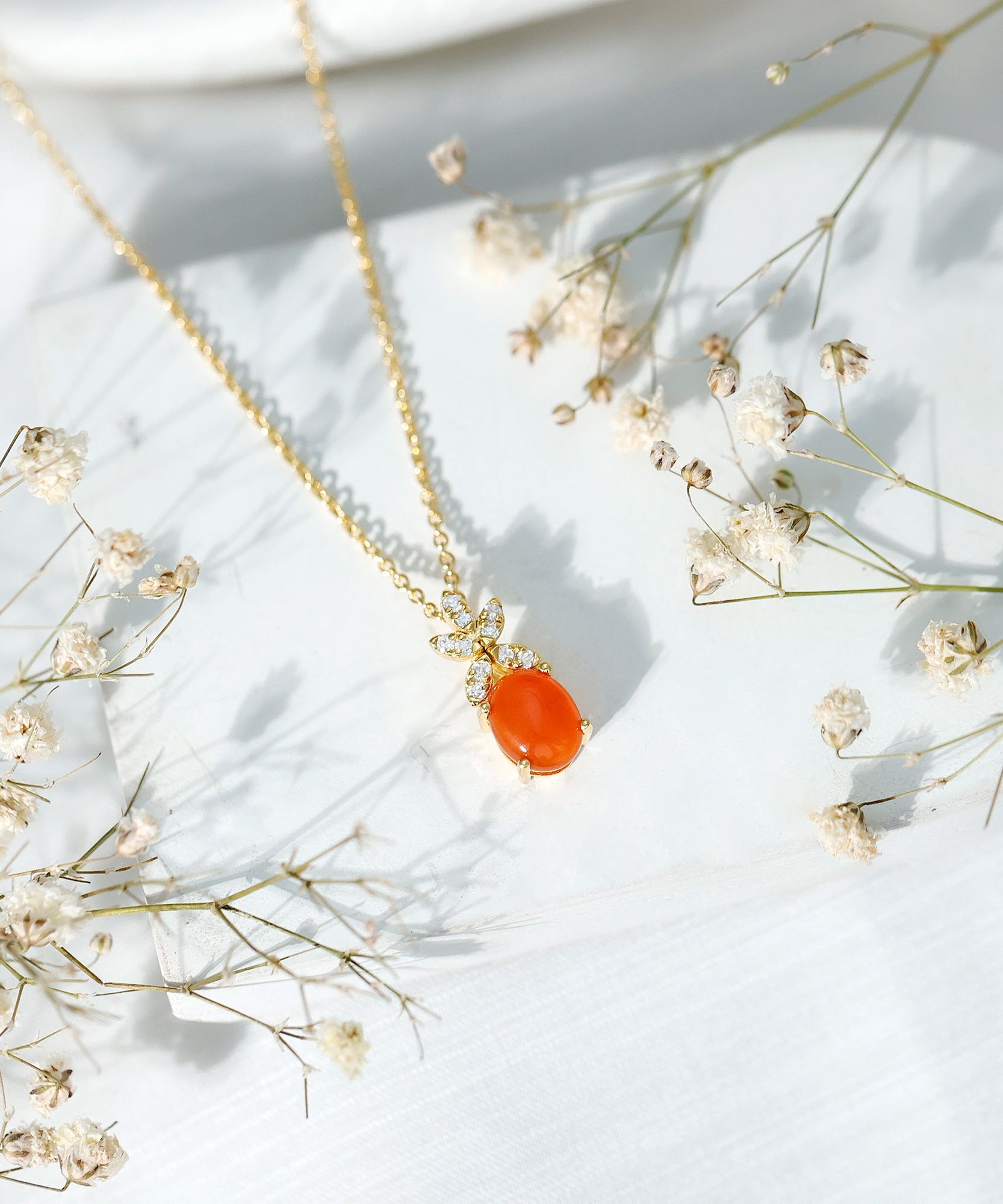 Certified 2.2 Carat Fire Opal Pendant Necklace with Diamond Flower