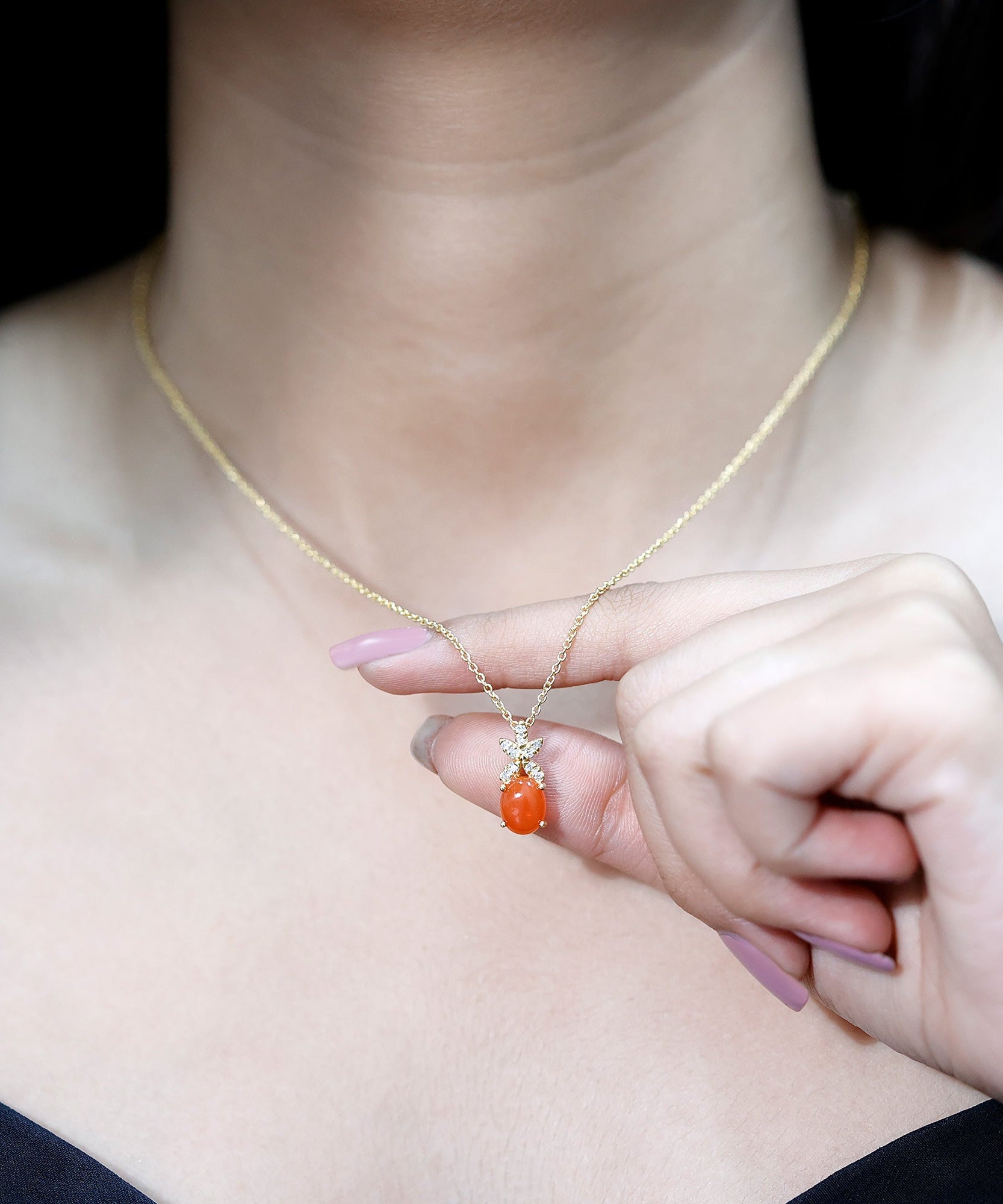Certified 2.2 Carat Fire Opal Pendant Necklace with Diamond Flower