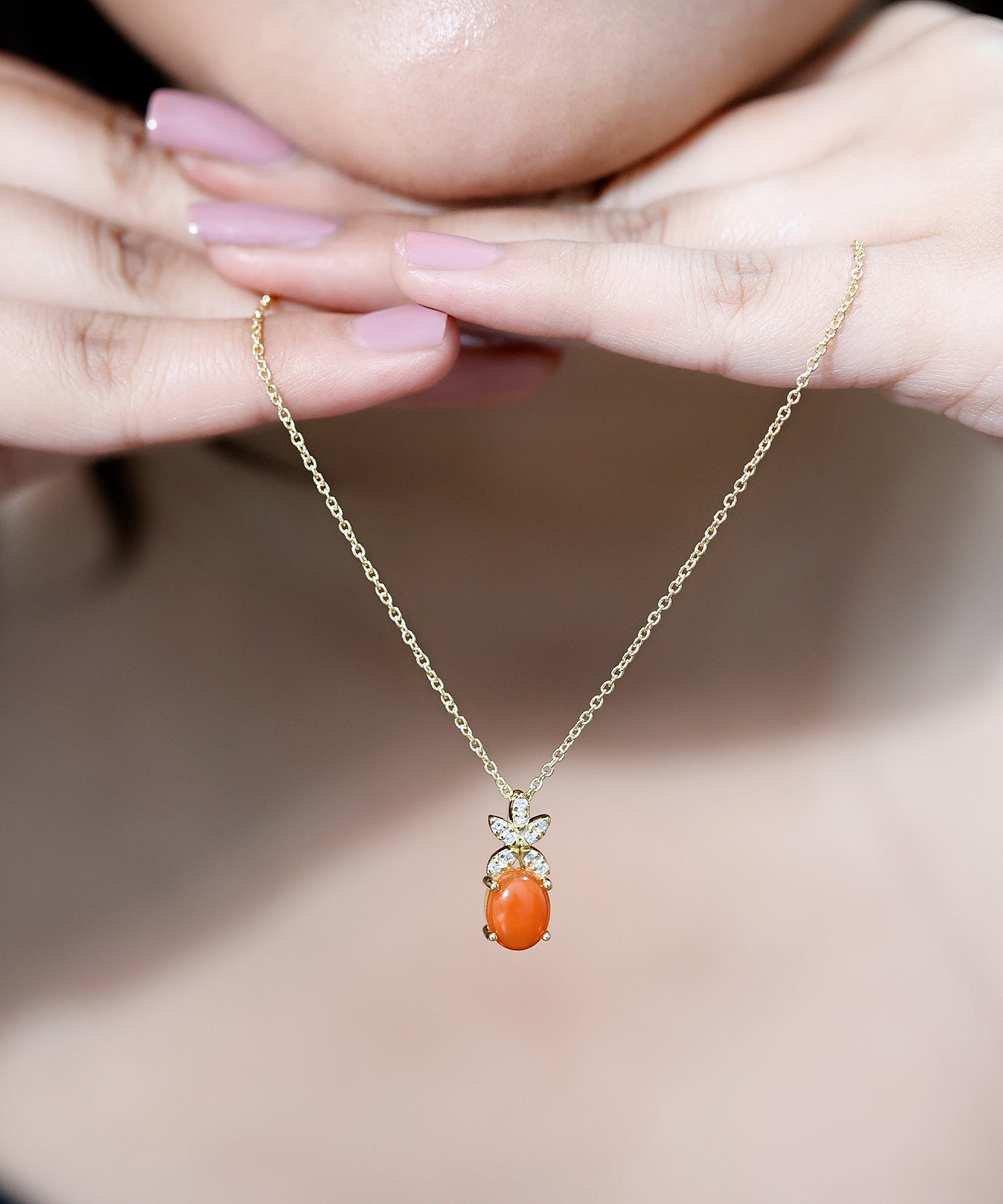 Certified 2.2 Carat Fire Opal Pendant Necklace with Diamond Flower