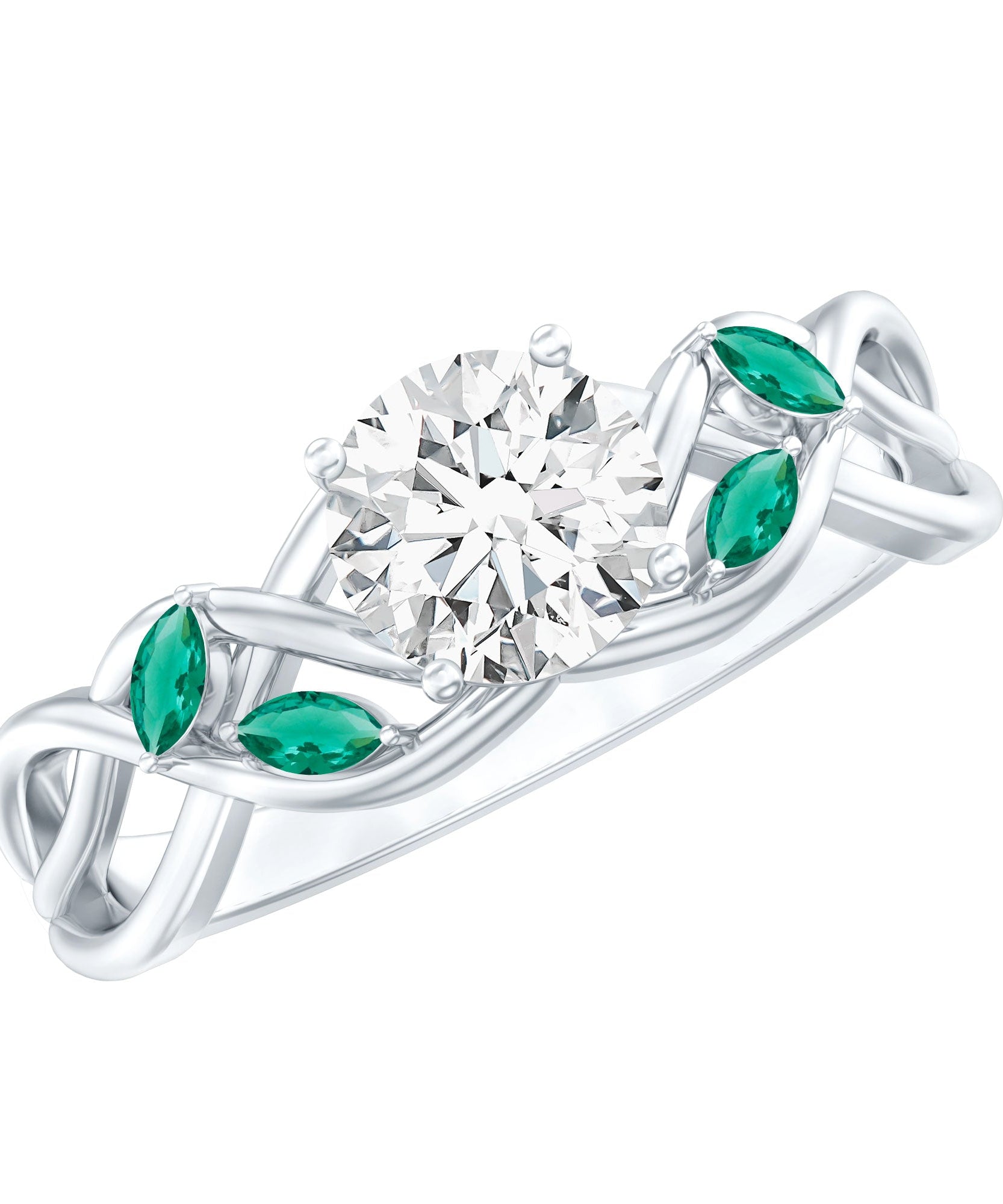 Lab Grown Diamond Engagement Ring With Emerald