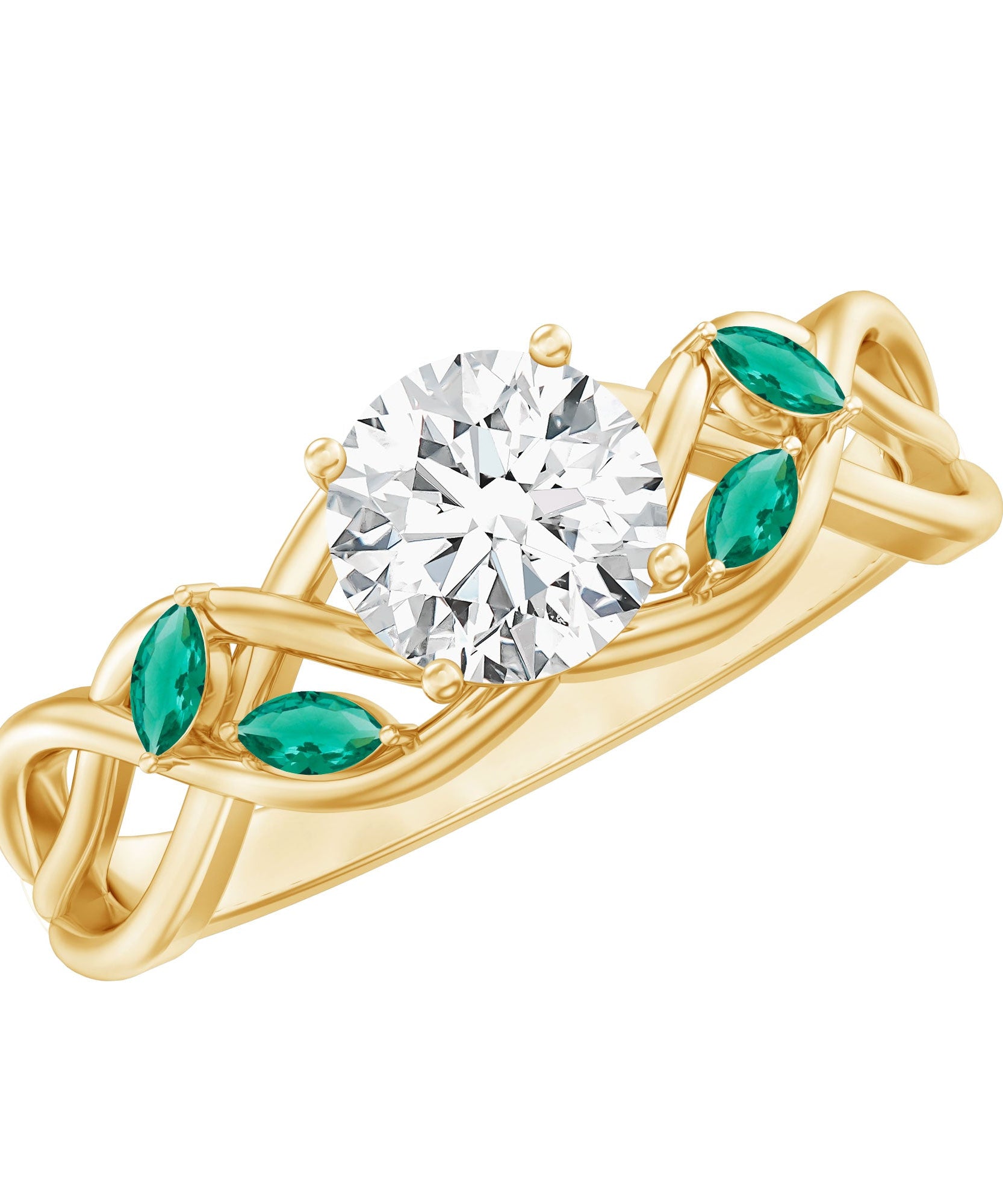 Lab Grown Diamond Engagement Ring With Emerald