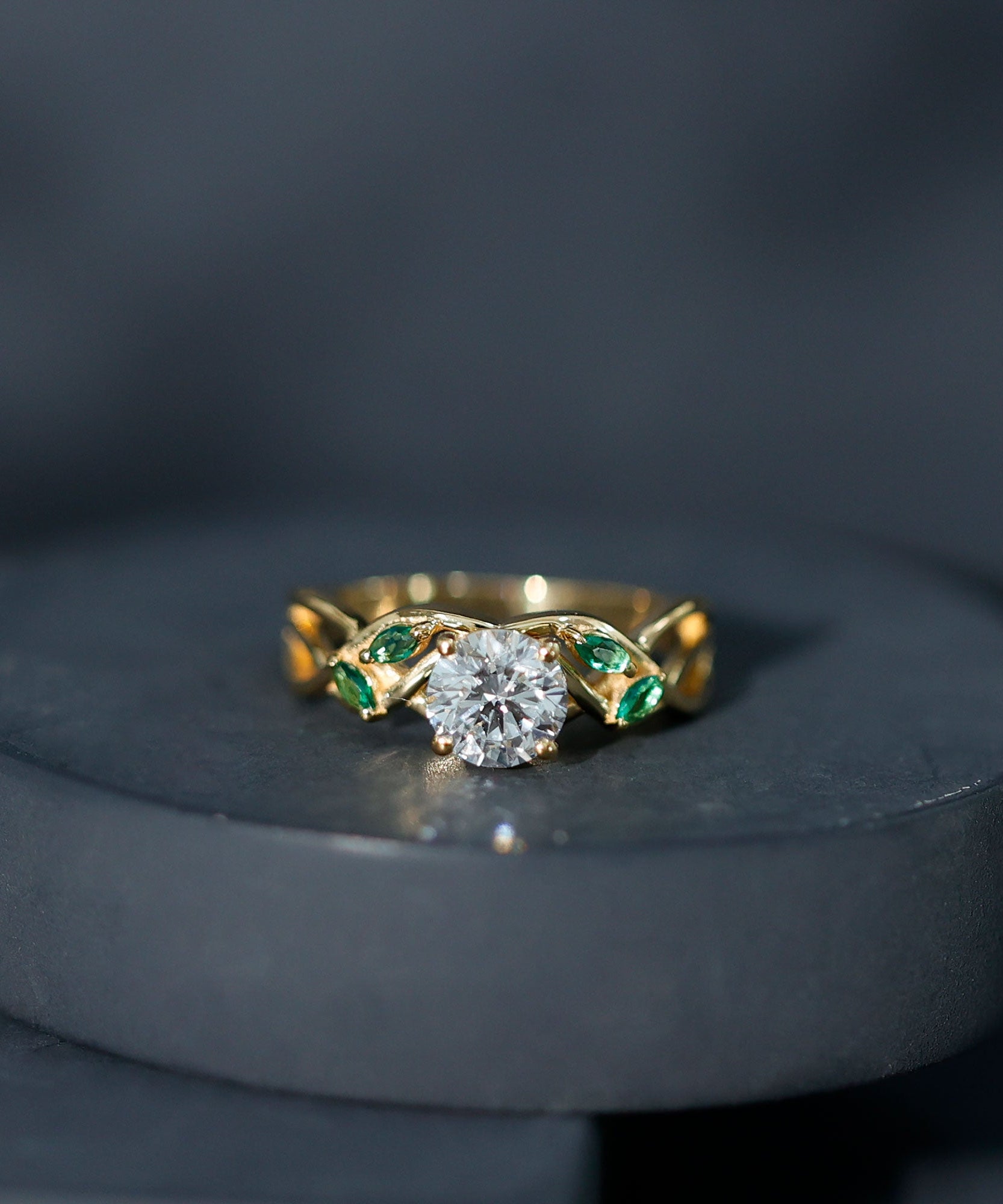Lab Grown Diamond Engagement Ring With Emerald