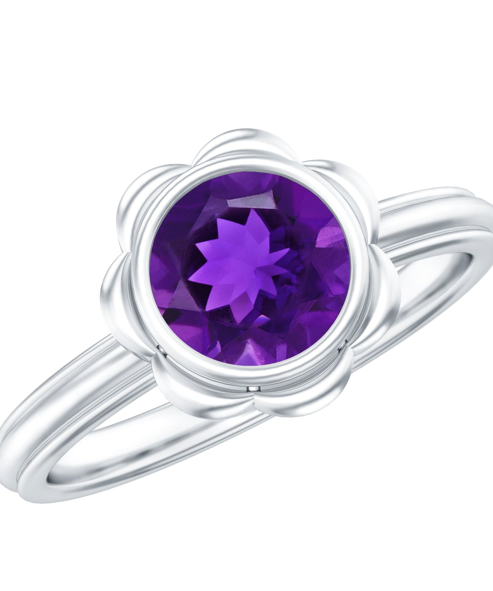 1.2 Carat Amethyst Engagement Ring in Bezel Setting