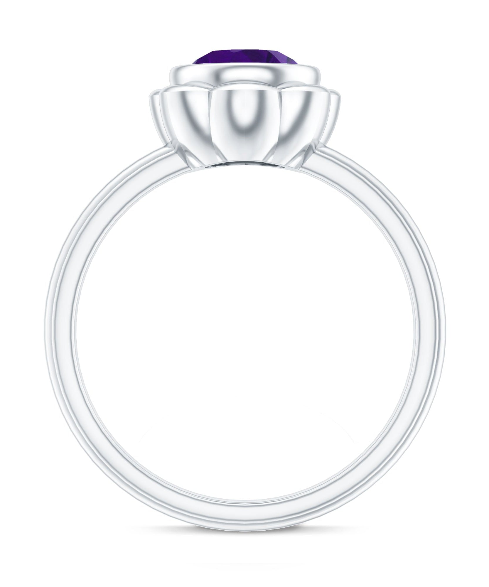 1.2 Carat Amethyst Engagement Ring in Bezel Setting