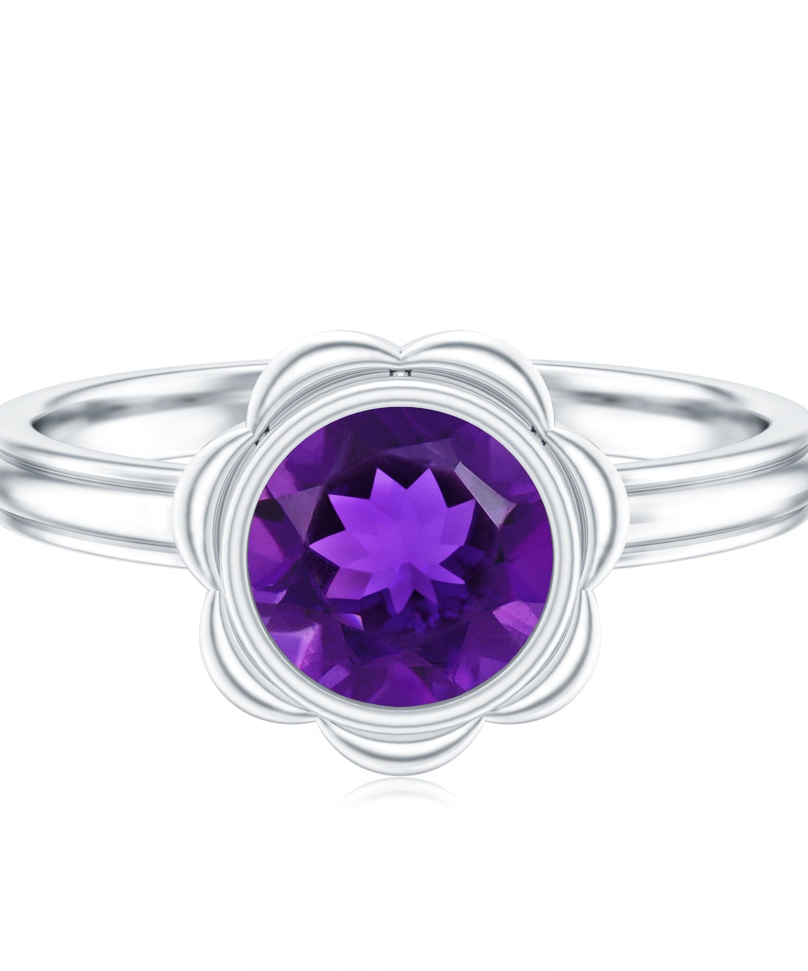 1.2 Carat Amethyst Engagement Ring in Bezel Setting