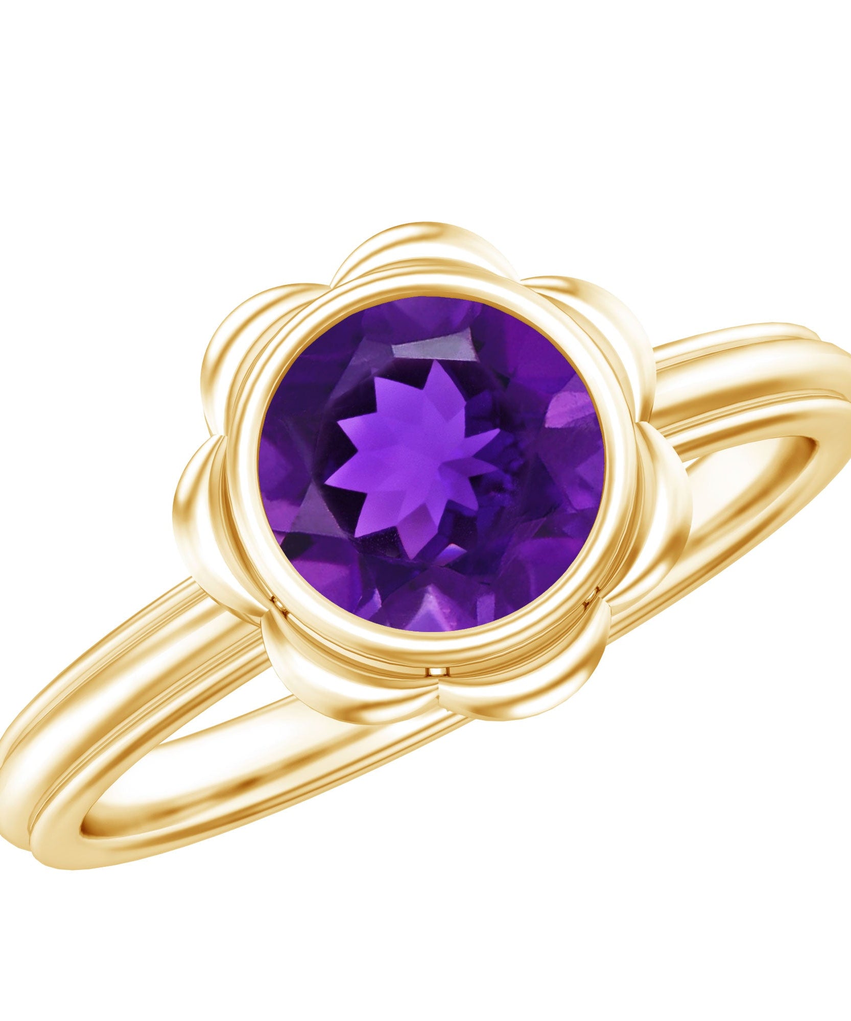 1.2 Carat Amethyst Engagement Ring in Bezel Setting