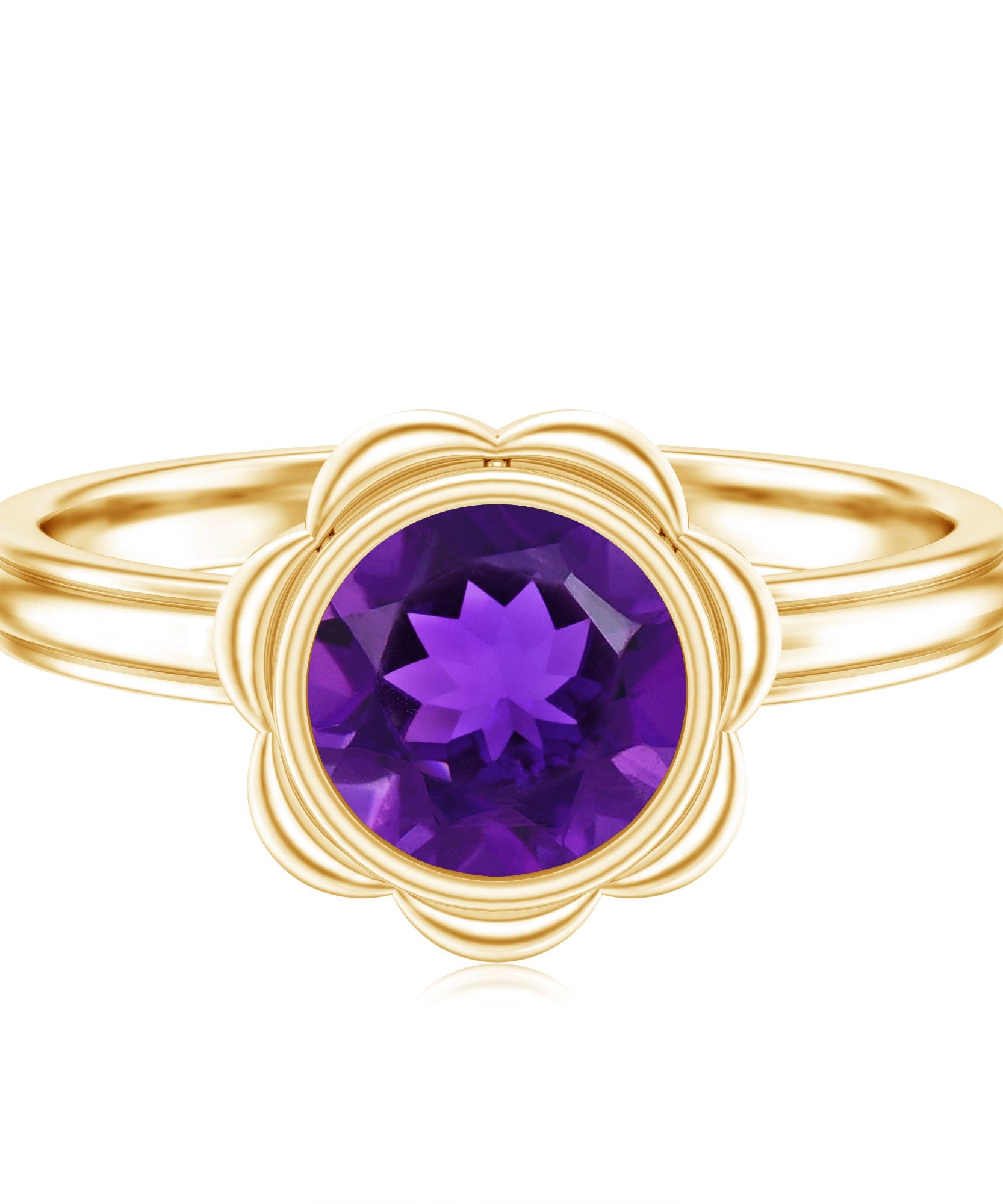 1.2 Carat Amethyst Engagement Ring in Bezel Setting
