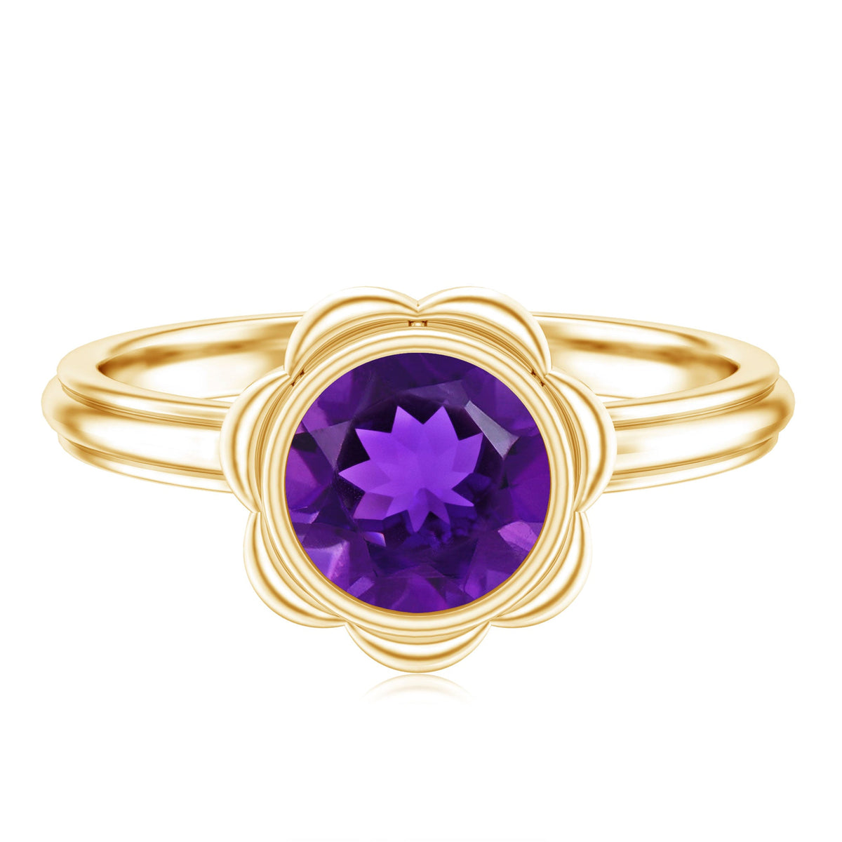 1.2 Carat Amethyst Engagement Ring in Bezel Setting