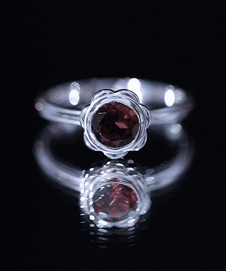 1.7 Carat Round Cut Garnet Flower Engagement Ring for Women