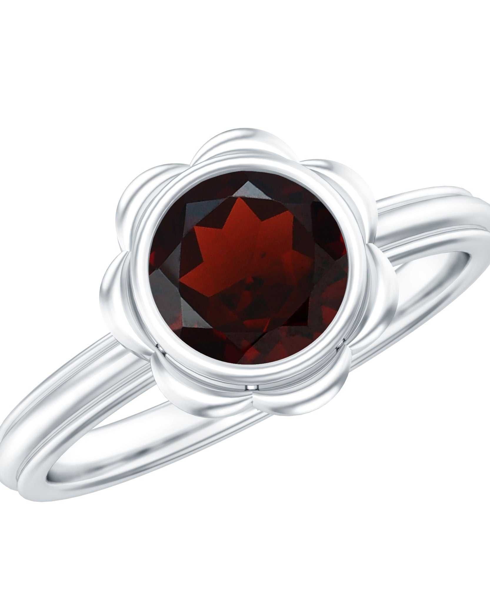 1.7 Carat Round Cut Garnet Flower Engagement Ring for Women