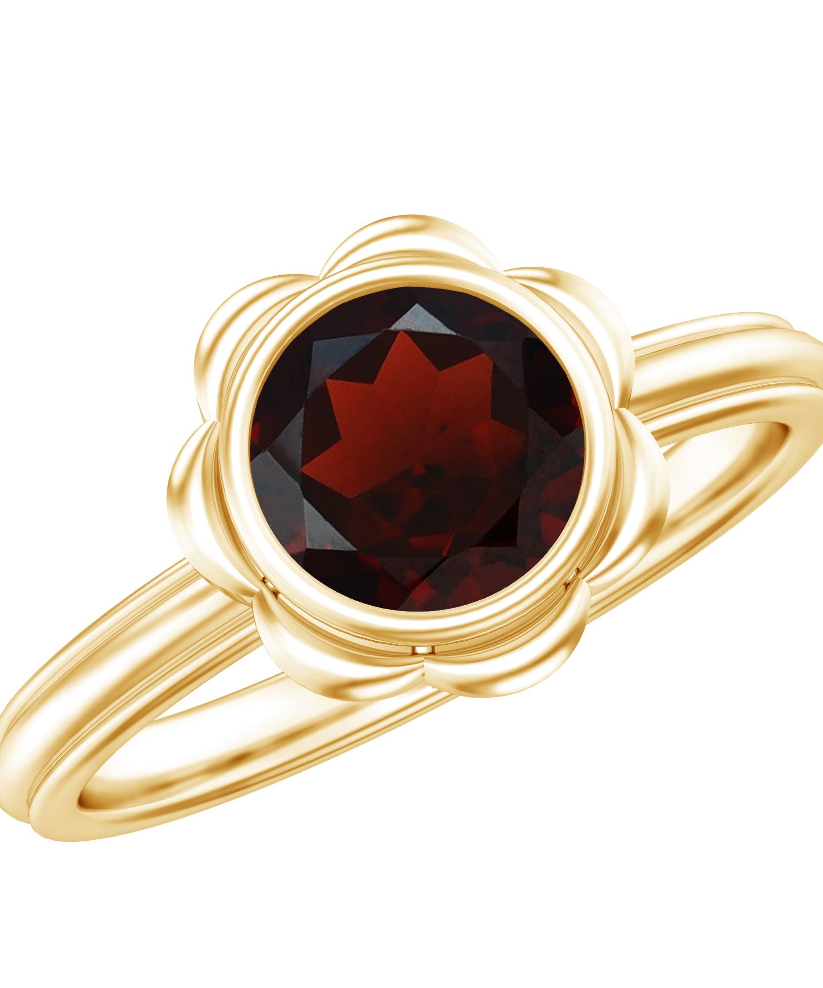 1.7 Carat Round Cut Garnet Flower Engagement Ring for Women