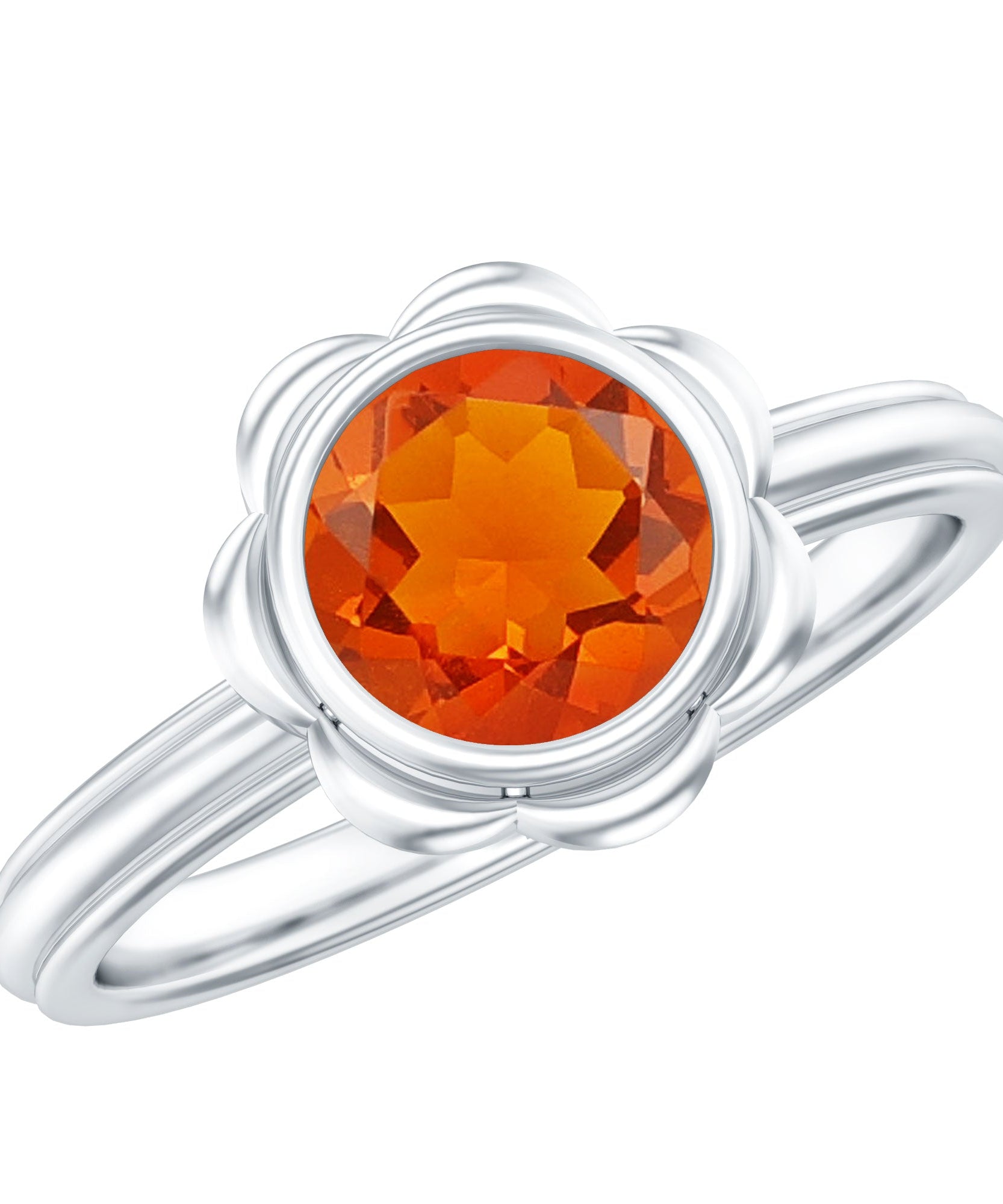 1.6 Carat Real Fire Opal Flower Engagement Ring