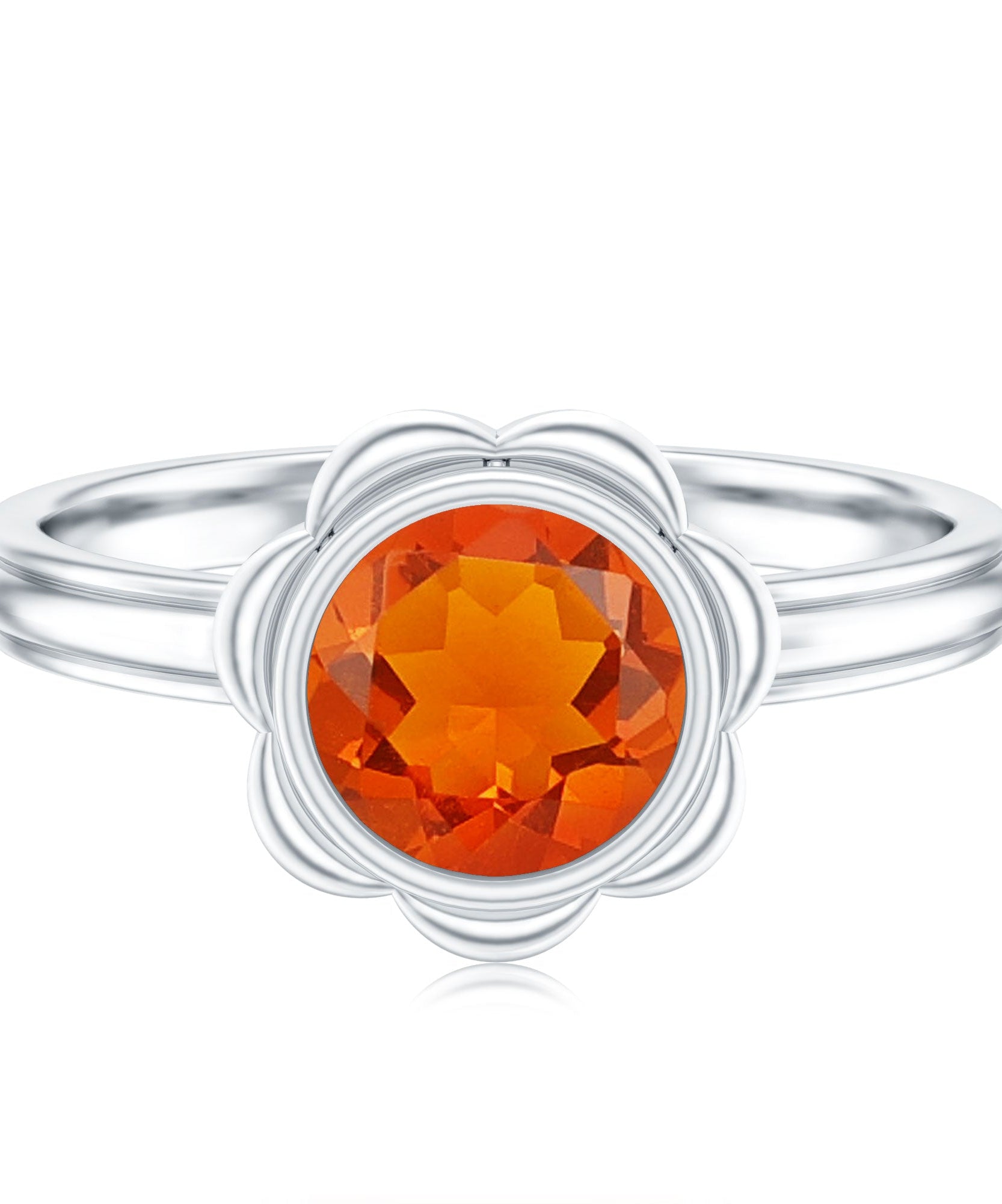 1.6 Carat Real Fire Opal Flower Engagement Ring