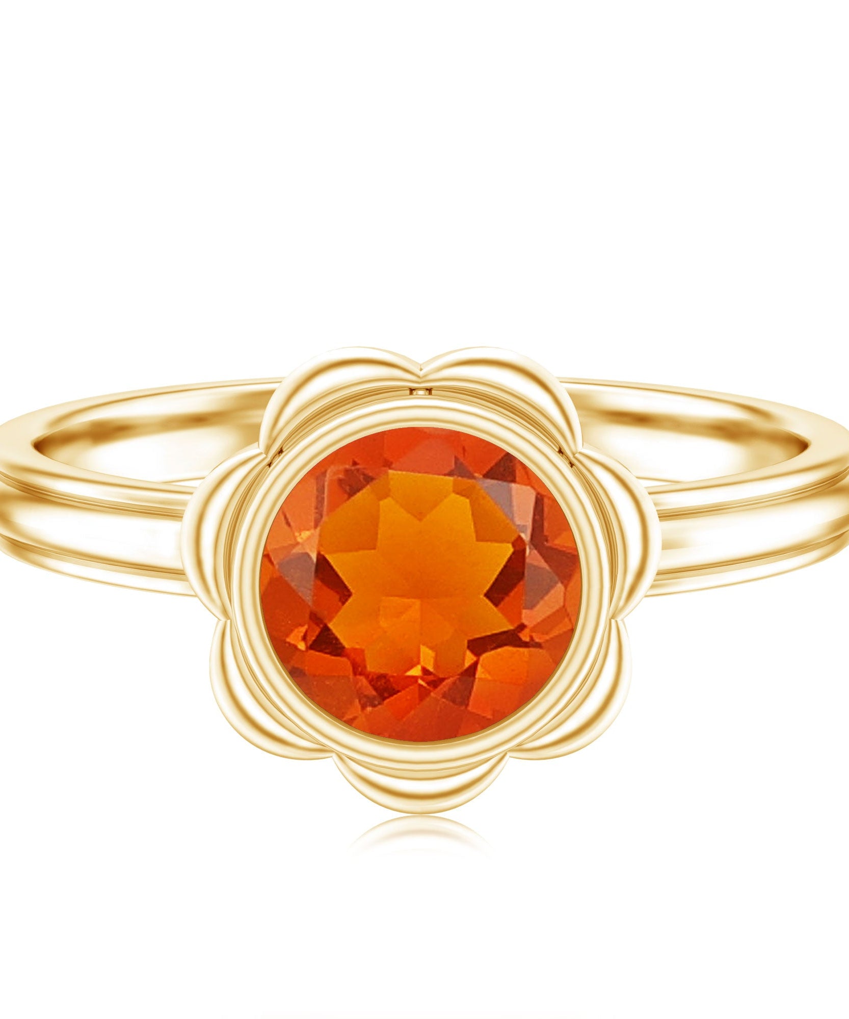 1.6 Carat Real Fire Opal Flower Engagement Ring