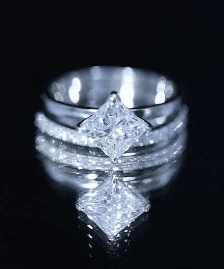 Princess Cut Lab Grown Diamond Ring With Wedding Band