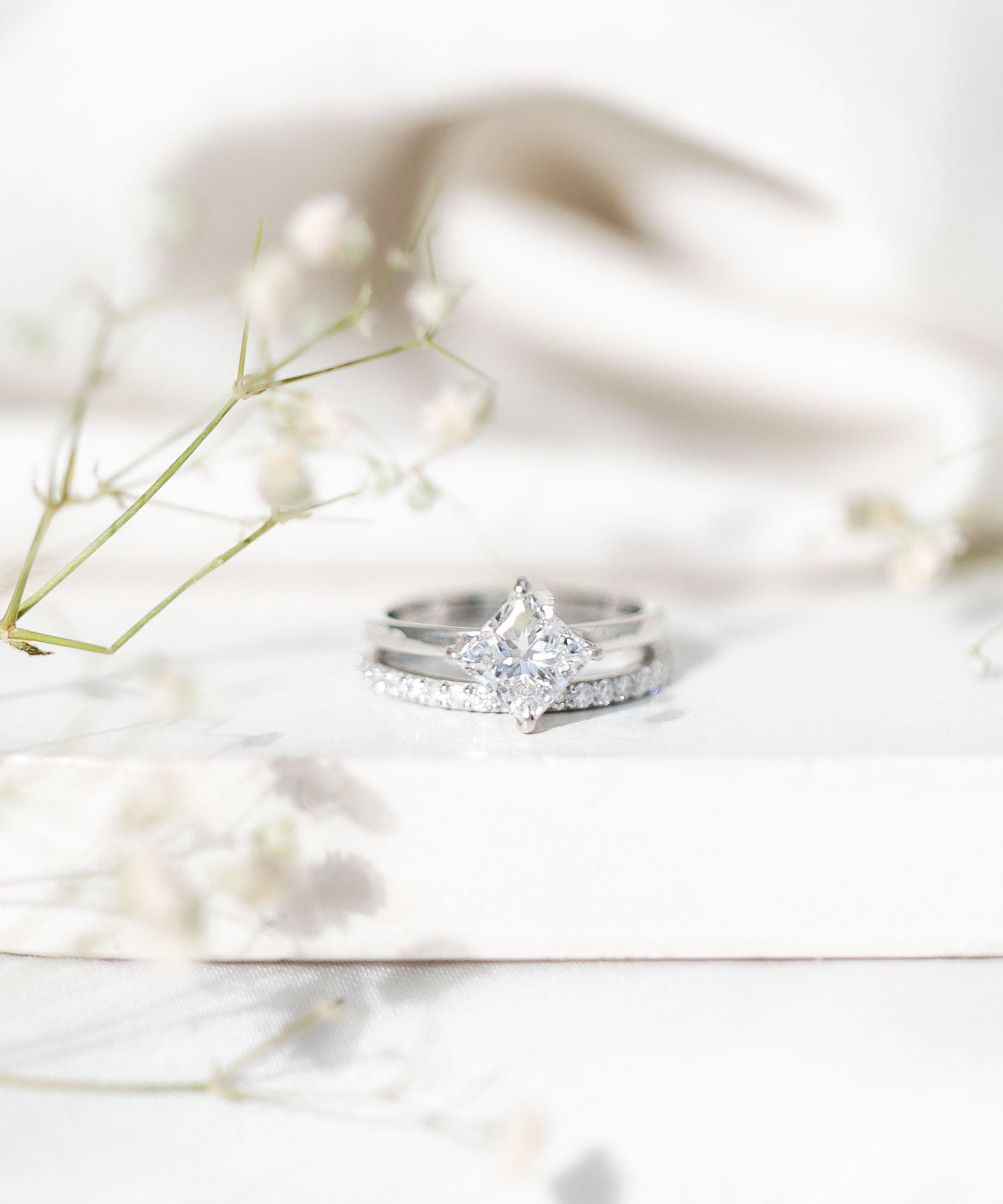 Princess Cut Lab Grown Diamond Ring With Wedding Band