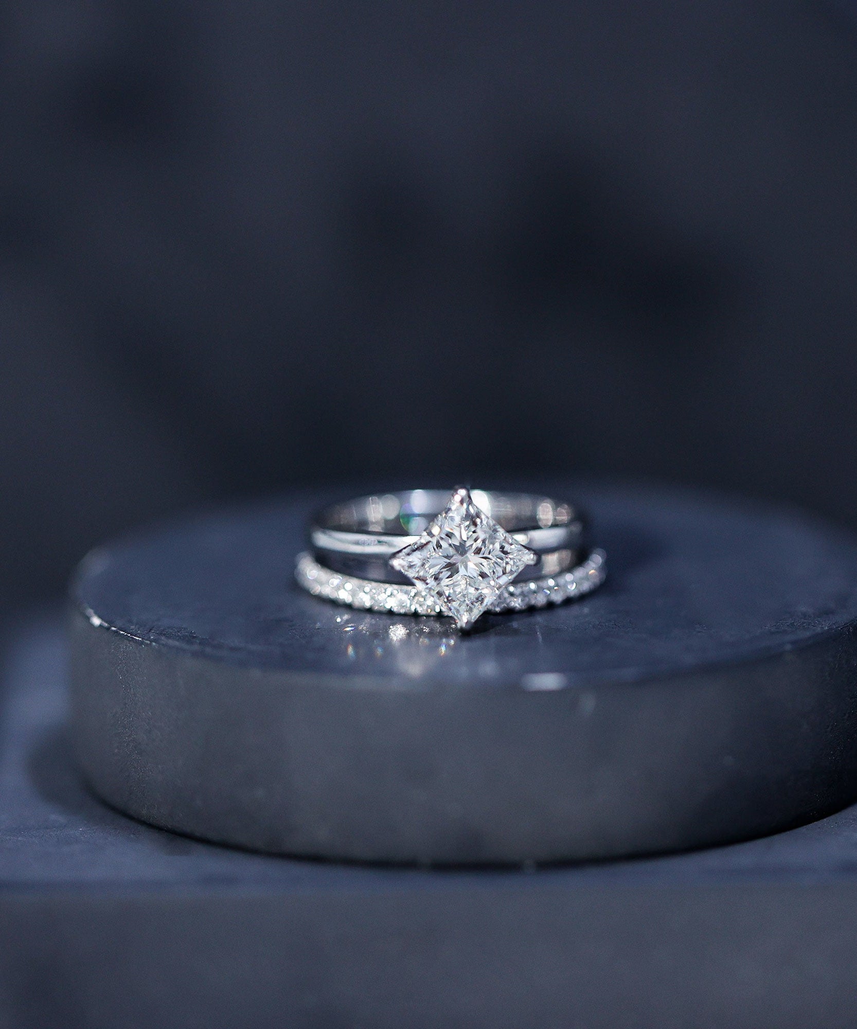 Princess Cut Lab Grown Diamond Ring With Wedding Band