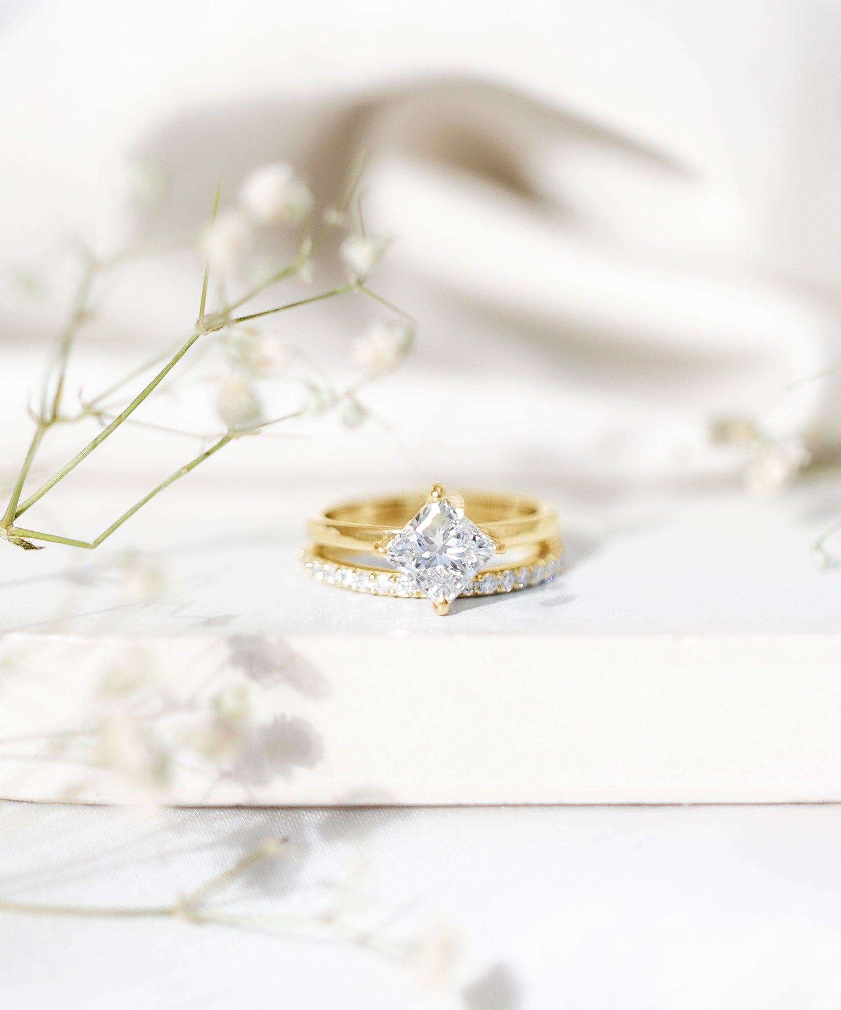 Princess Cut Lab Grown Diamond Ring With Wedding Band