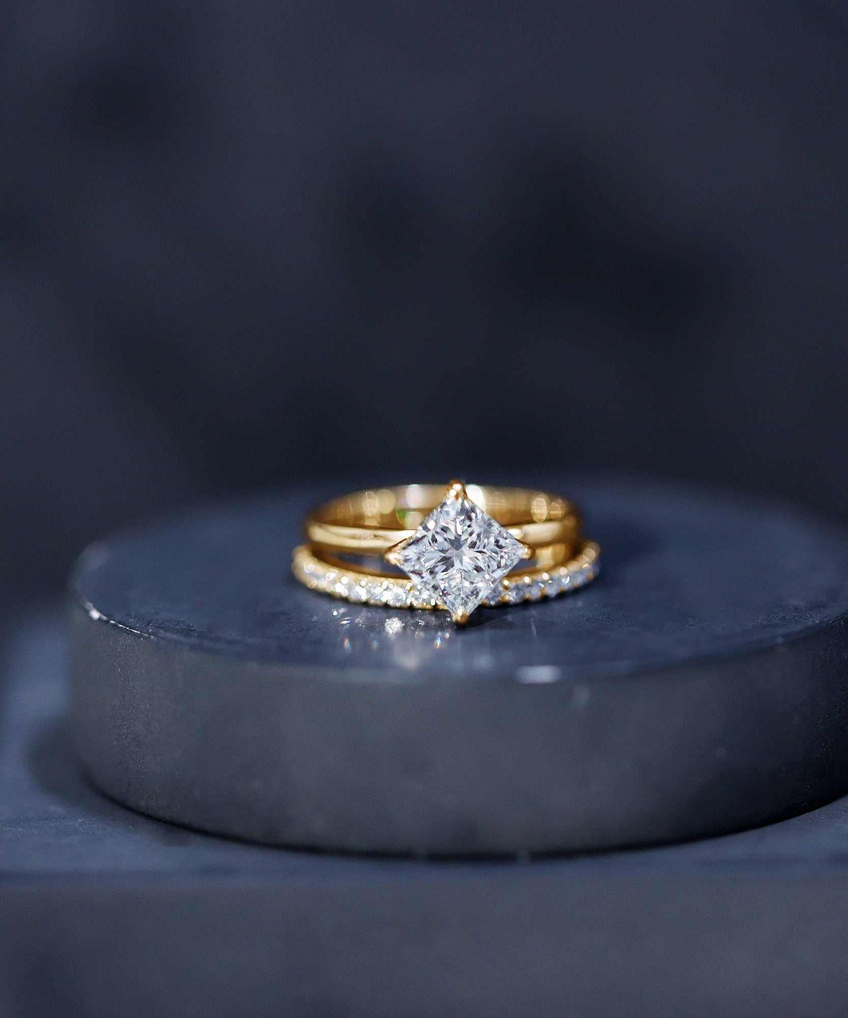 Princess Cut Lab Grown Diamond Ring With Wedding Band